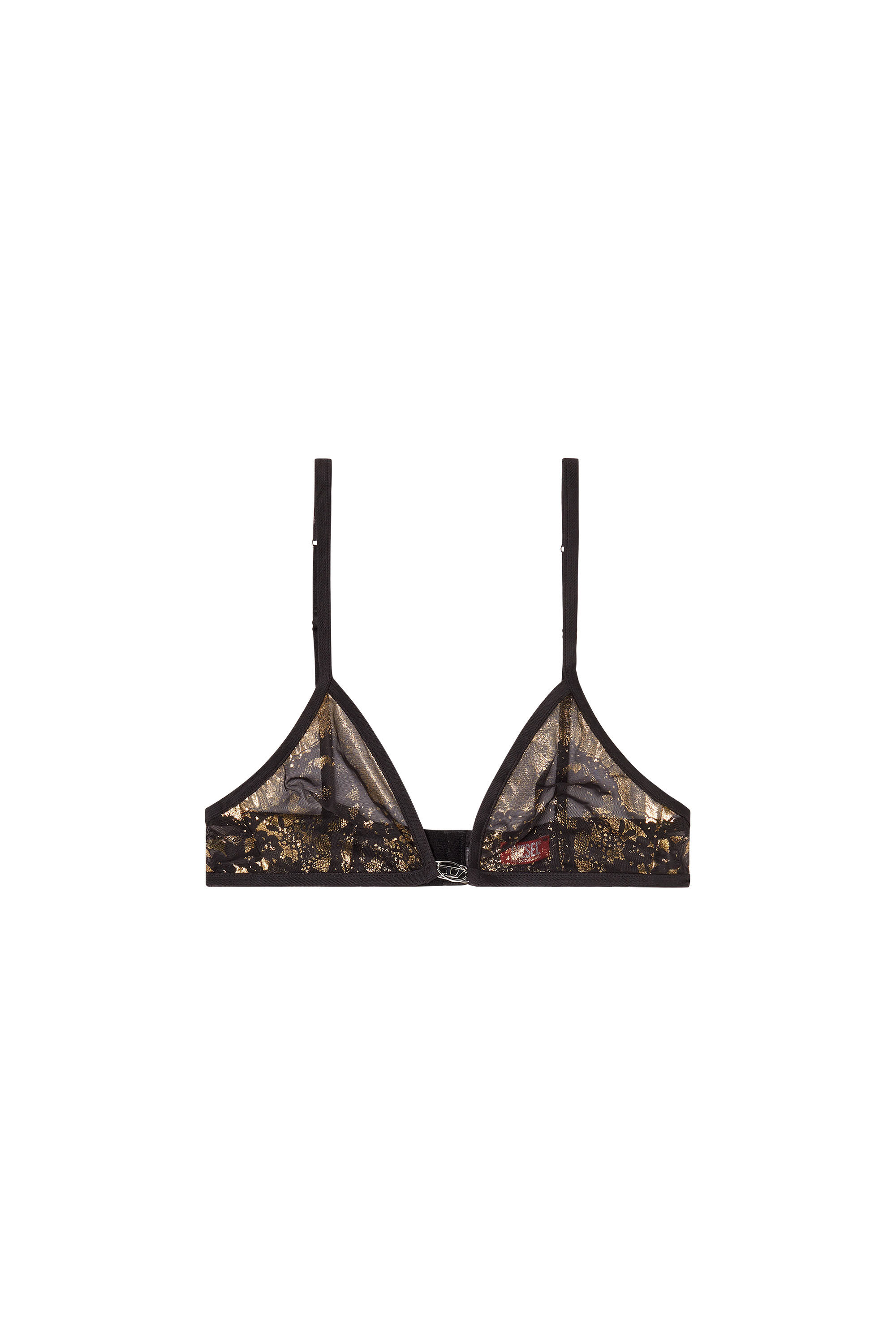 Diesel - LUNA-GFT, Woman's Stretch-tulle bra with metallic effect in Black/Gold - 2