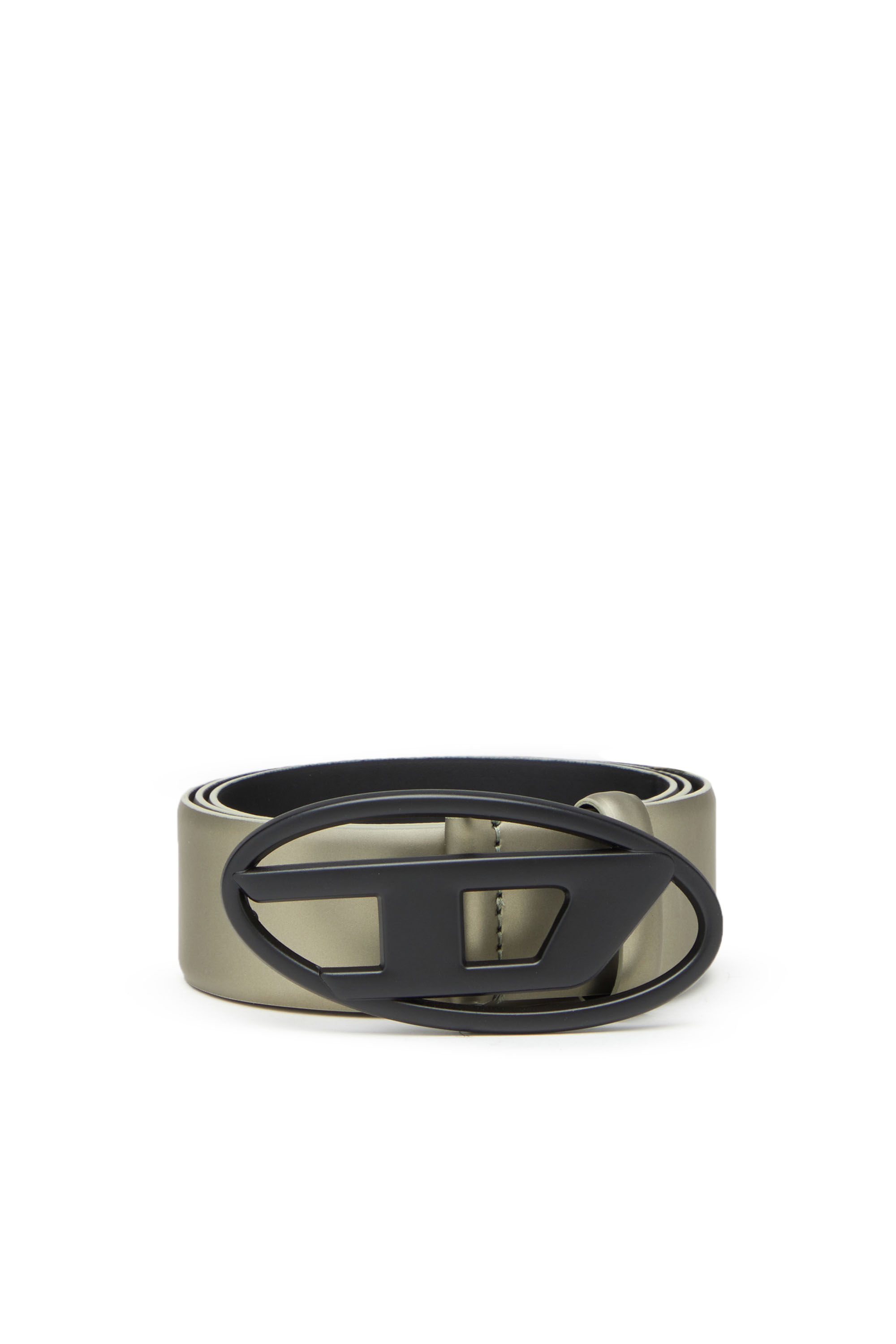 Diesel - B-1DR W, Unisex Padded leather belt with oval D buckle in Beige - Image 1