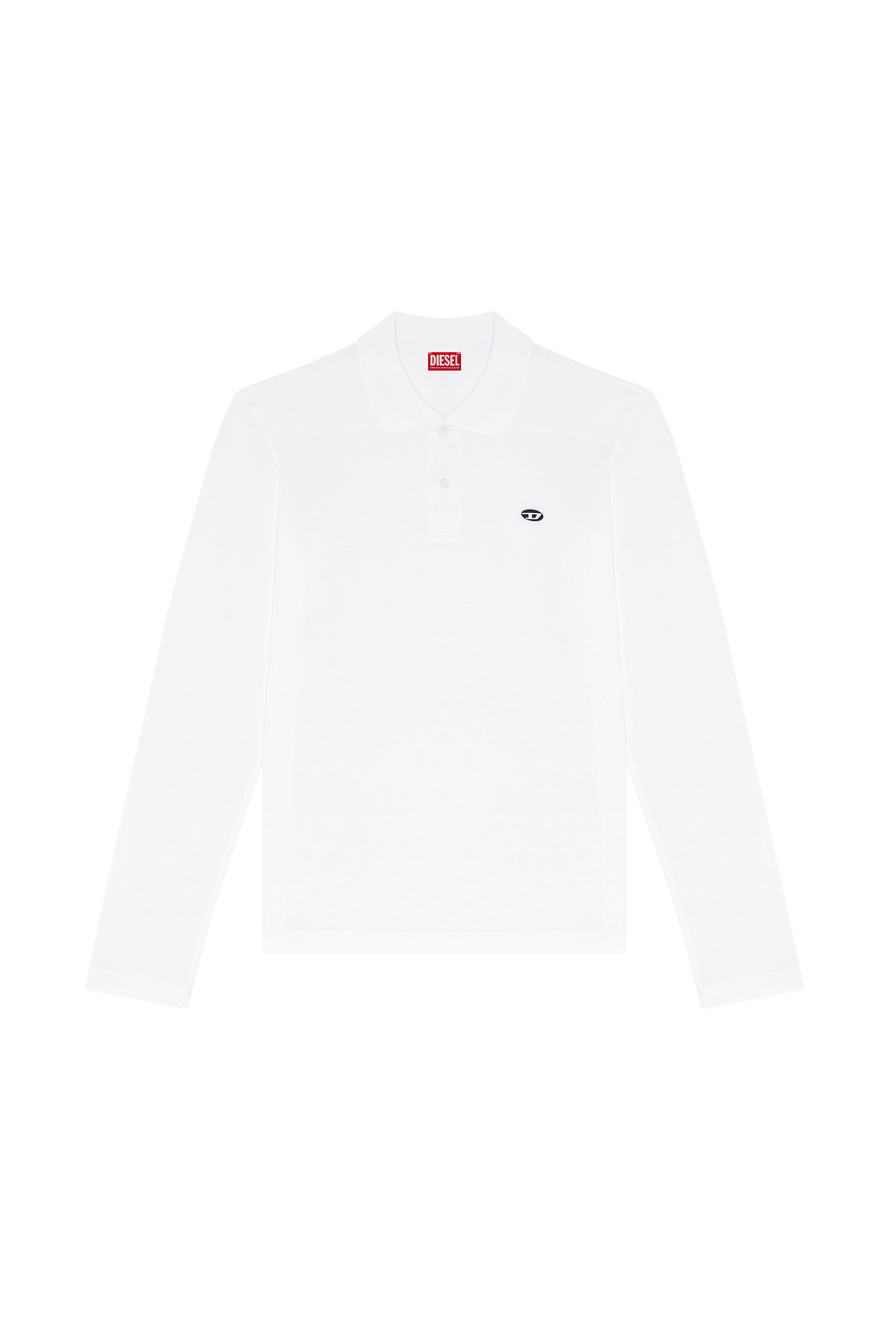 Diesel - T-SMITH-LS-DOVAL-PJ, Man Long-sleeve polo shirt with logo print in White - Image 2