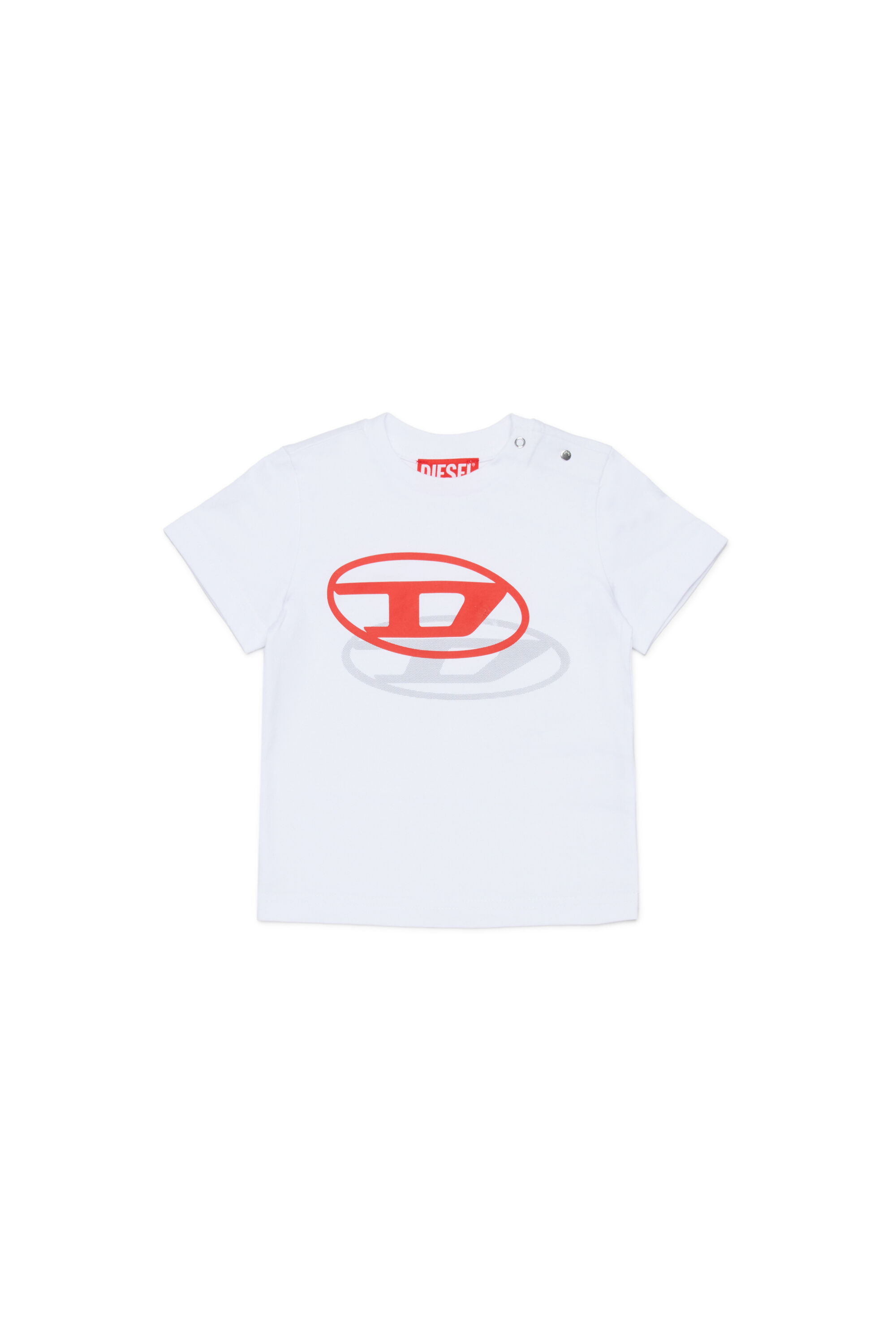 Diesel - TVALEB, Man's Cotton T-shirt with shadow logo in White - 1