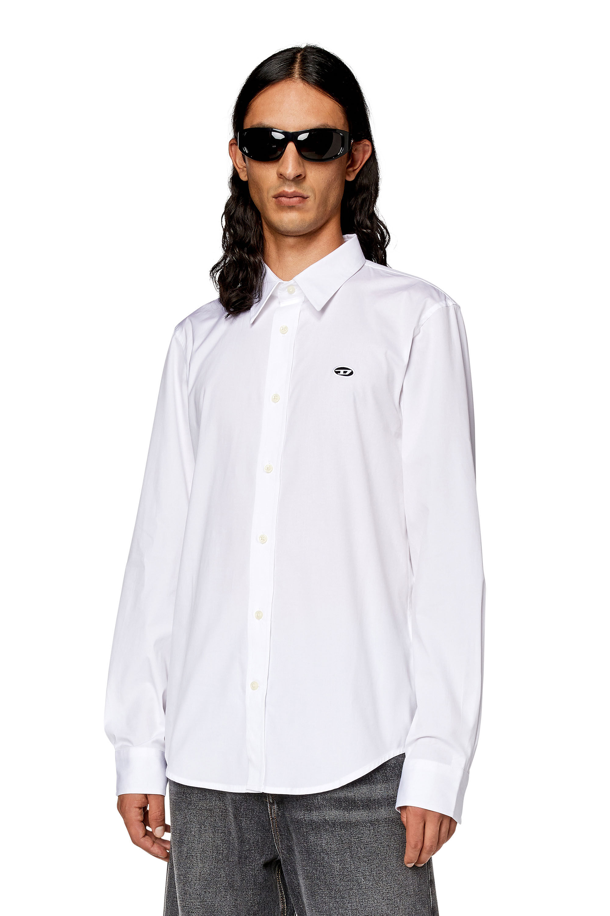 Diesel - S-BENNY-A, Man Shirt with oval D patch in White - Image 3