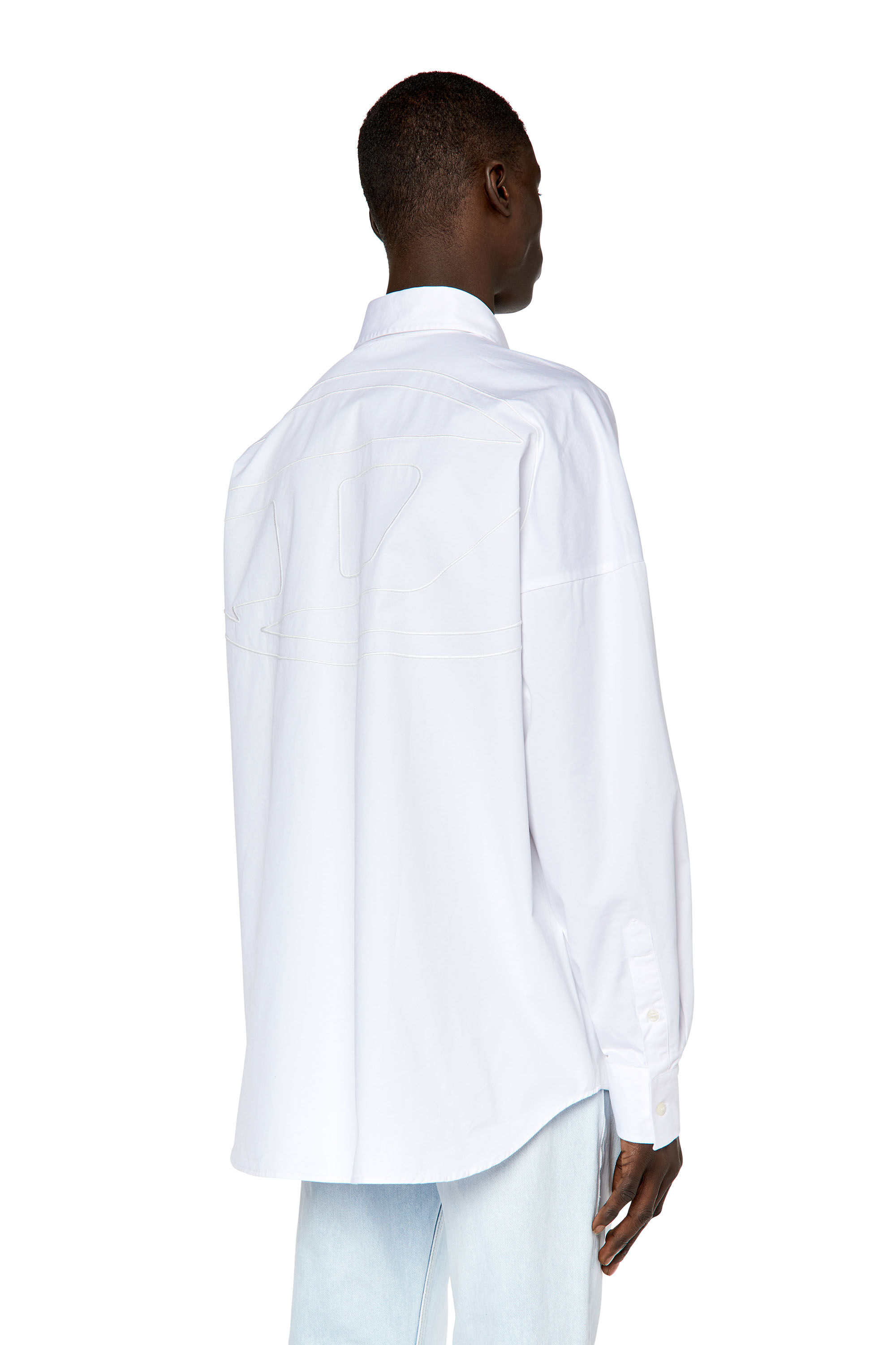 Diesel - S-LIMO-LOGO, Man Shirt with maxi logo embroidery in White - Image 3