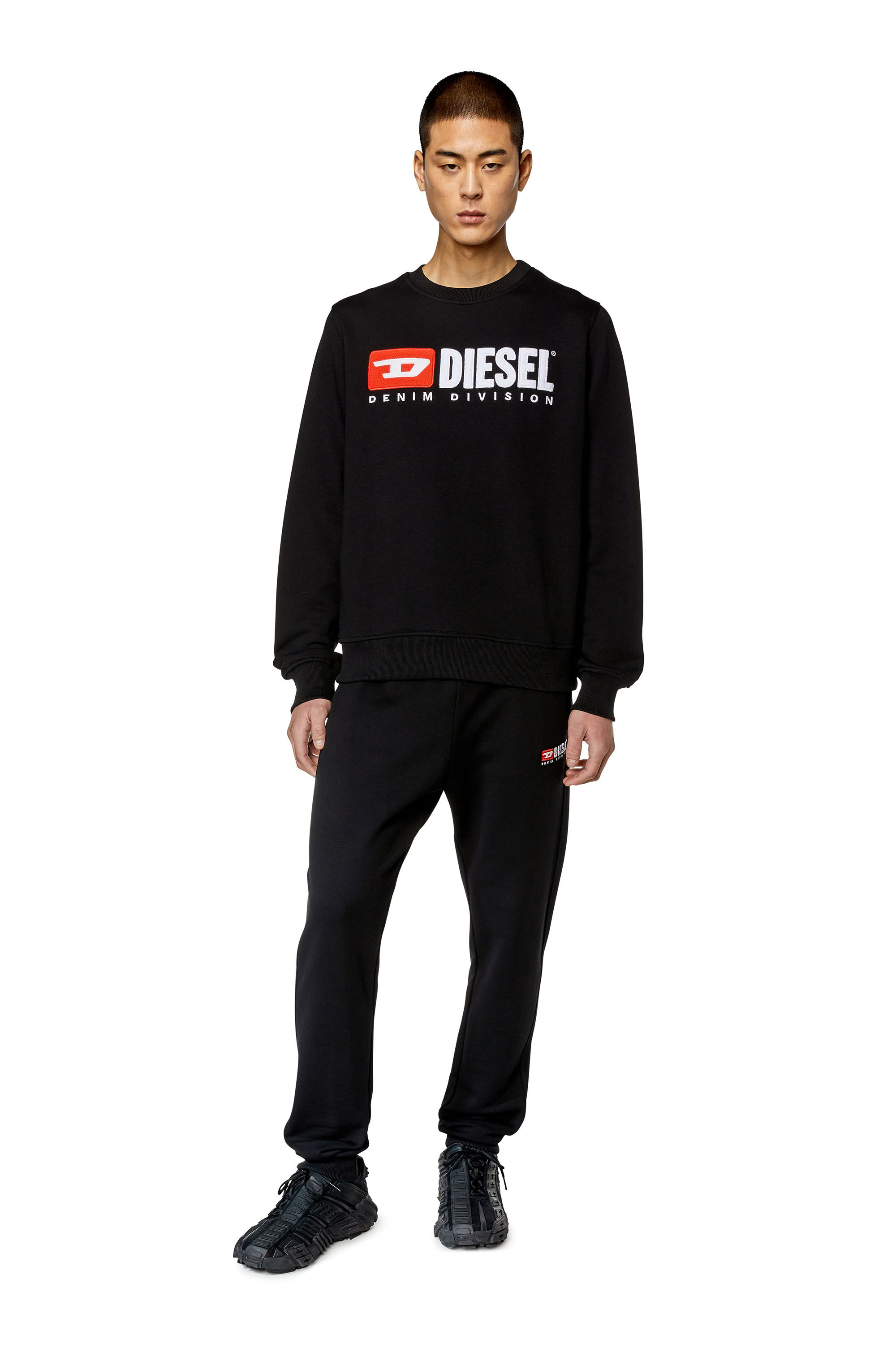 Diesel - S-GINN-DIV, Man Sweatshirt with logo appliqué in Black - Image 1
