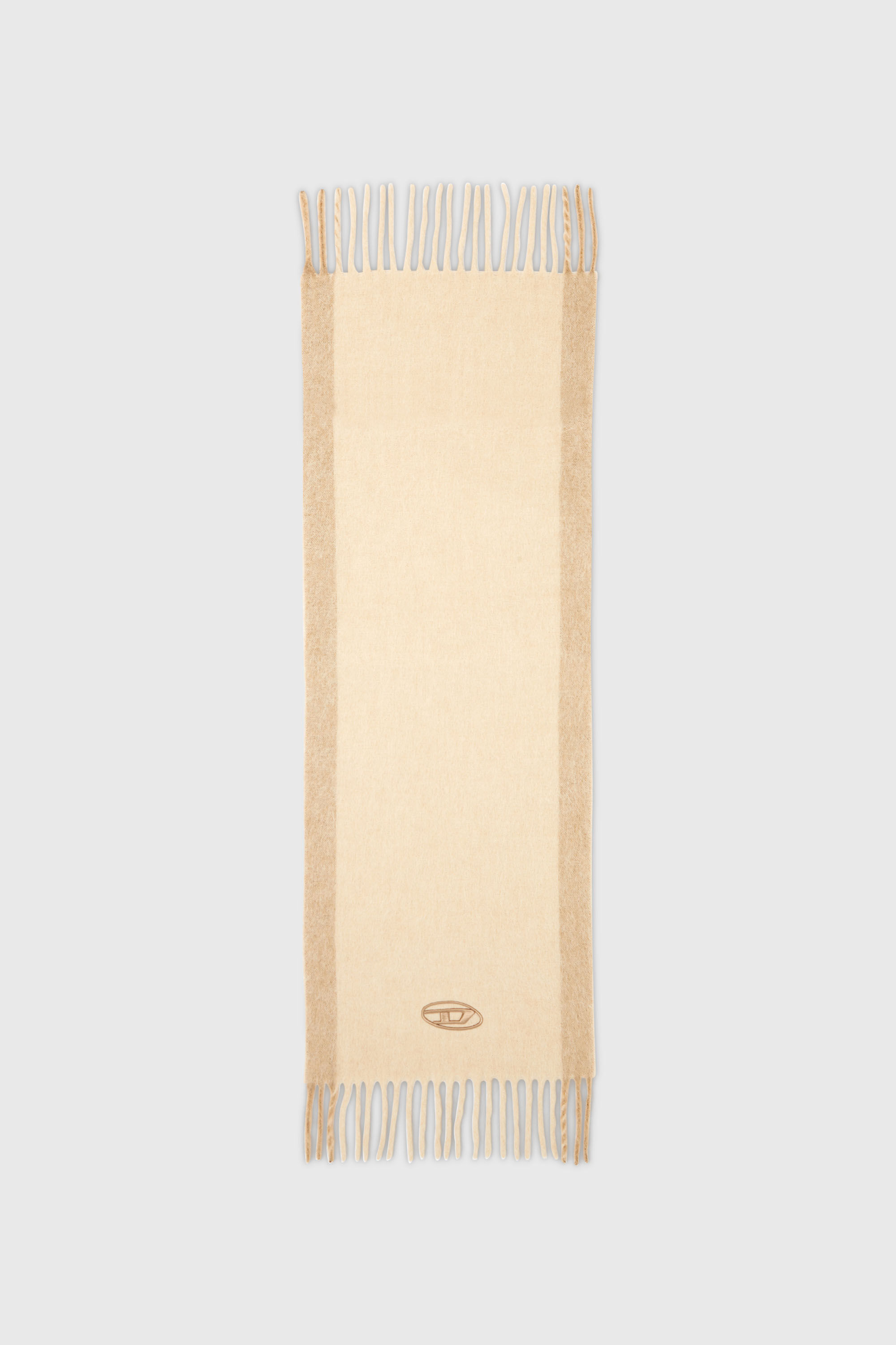 Diesel - S-OLID, Man's Wool-blend scarf with contrast stripes in Beige - 2