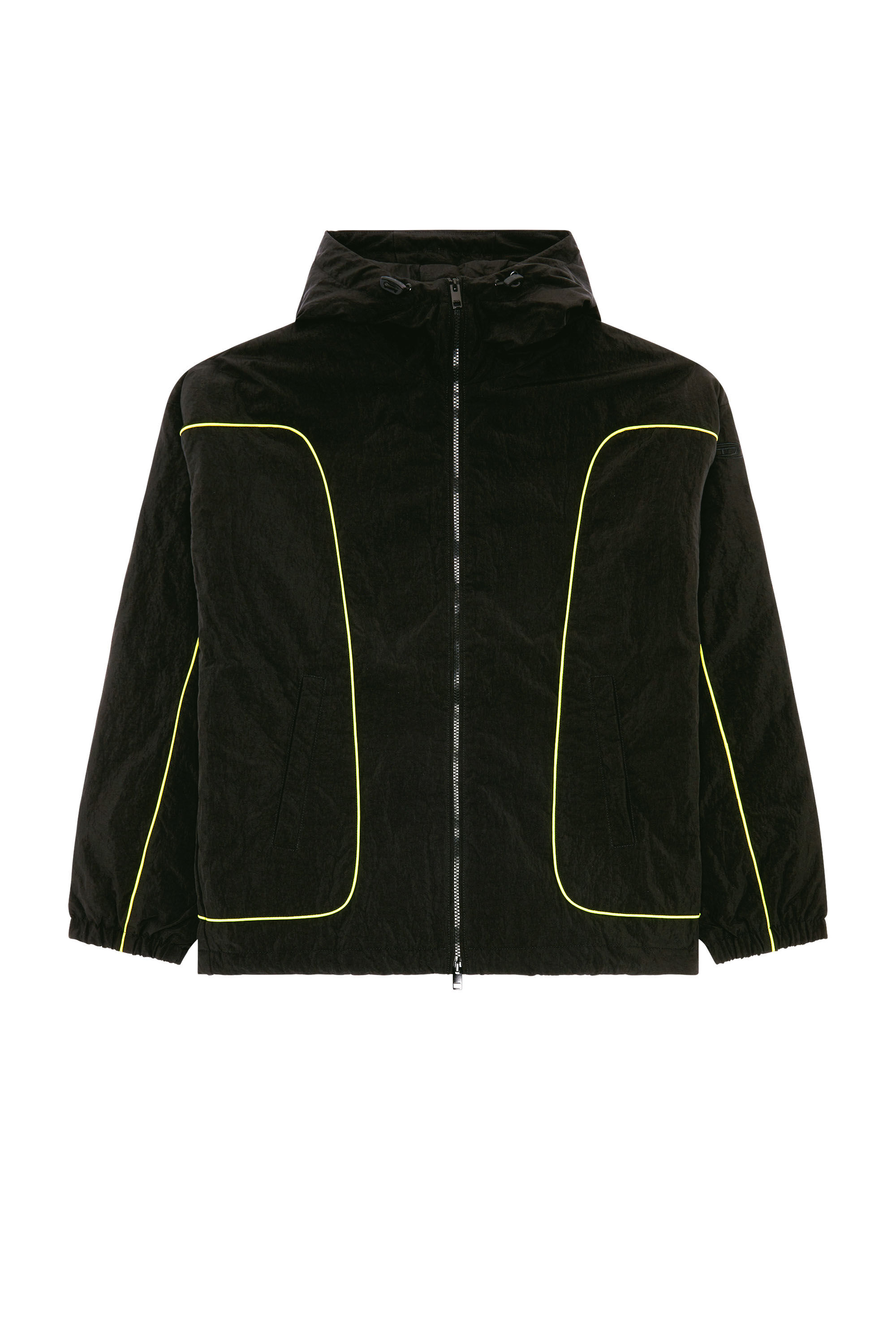 Diesel - J-GREEN, Man Padded hooded jacket in wrinkled nylon in Black - Image 2