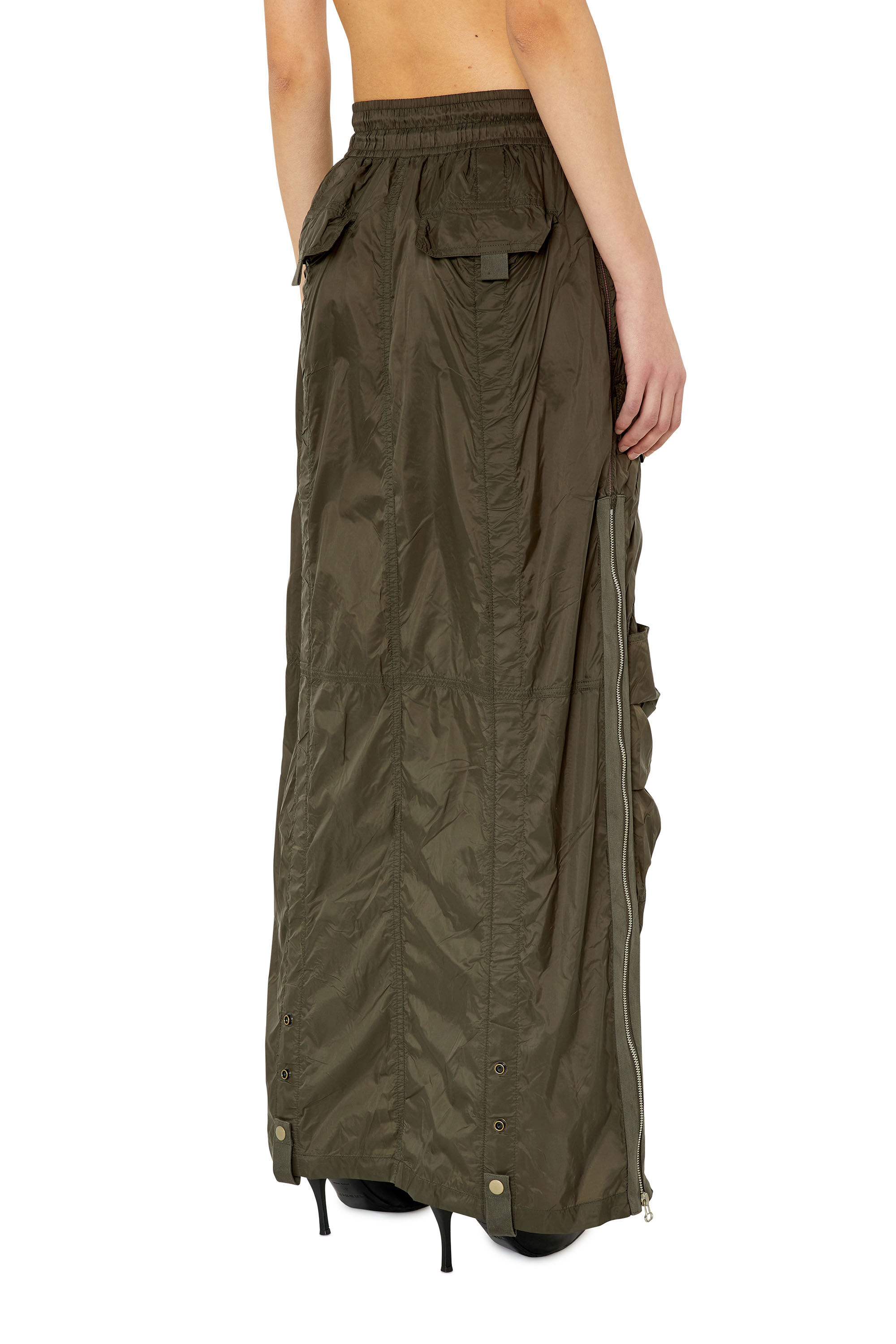 Diesel - O-CREP, Woman Long skirt with cargo pockets in Green - Image 4