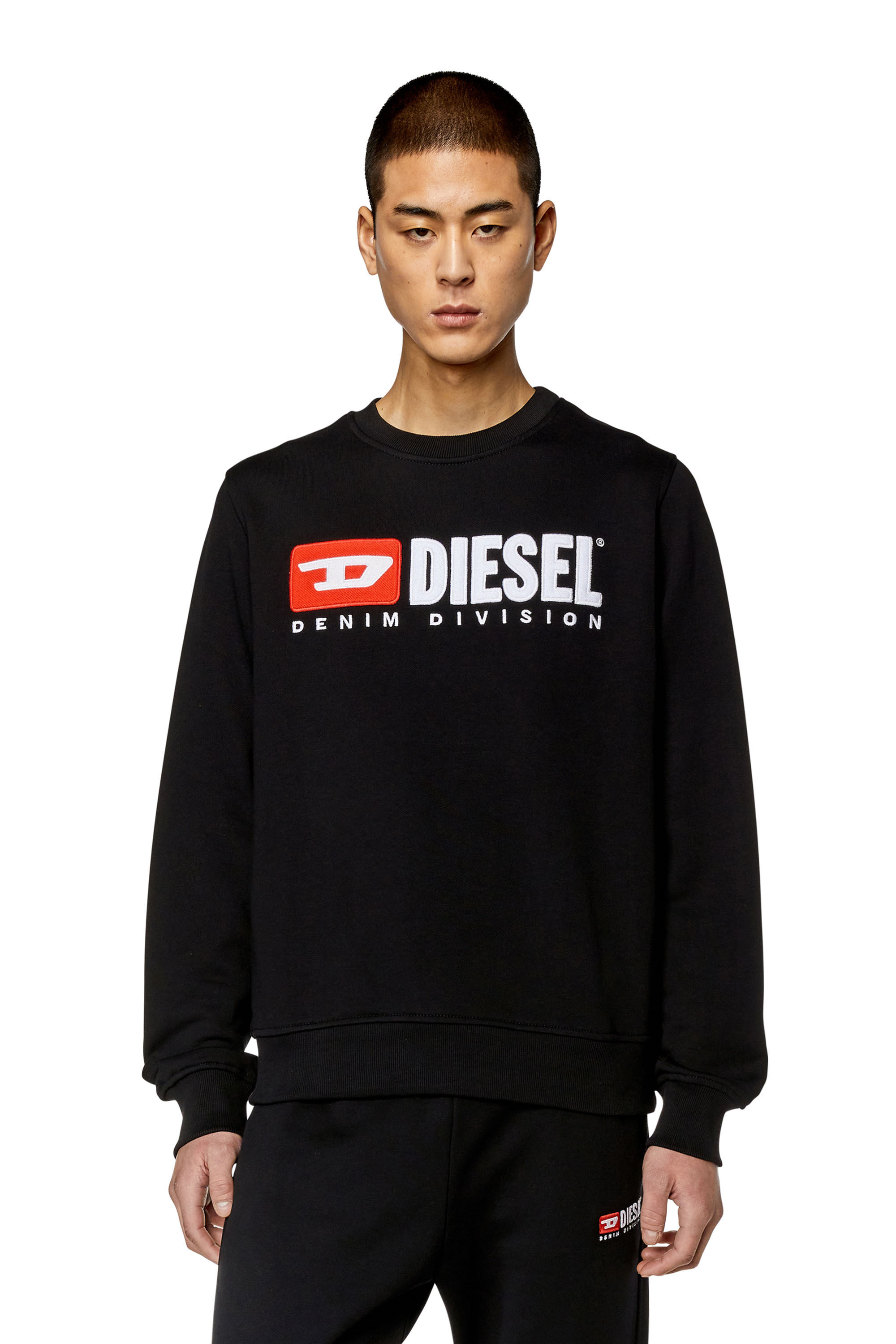 Diesel - S-GINN-DIV, Man Sweatshirt with logo appliqué in Black - Image 3