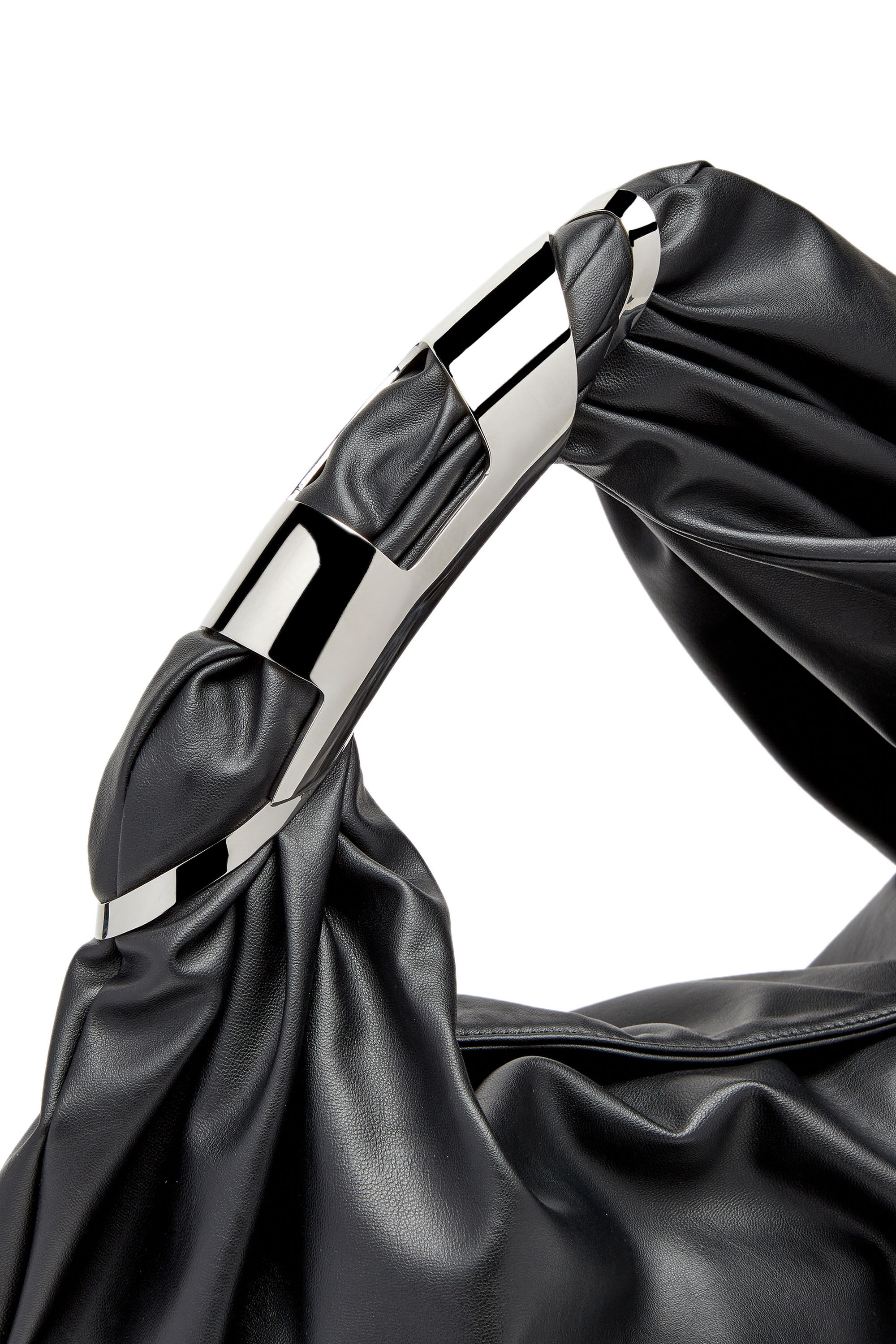 Diesel - GRAB-D HOBO M, Woman Grab-D M-Embellished hobo bag in stretch PU in Black - Image 2