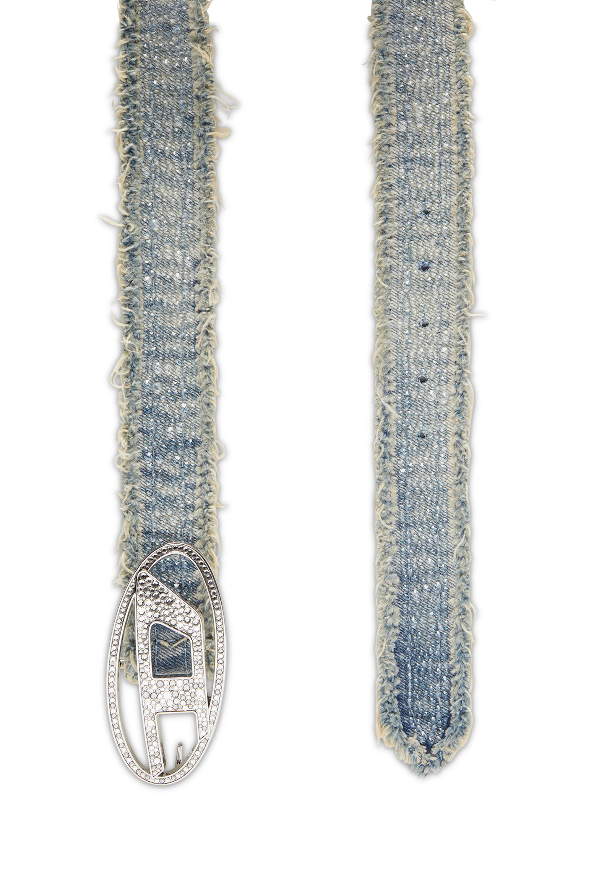 Diesel - B-1DR STRASS, Woman Leather-backed denim belt with crystals in Blue - Image 2
