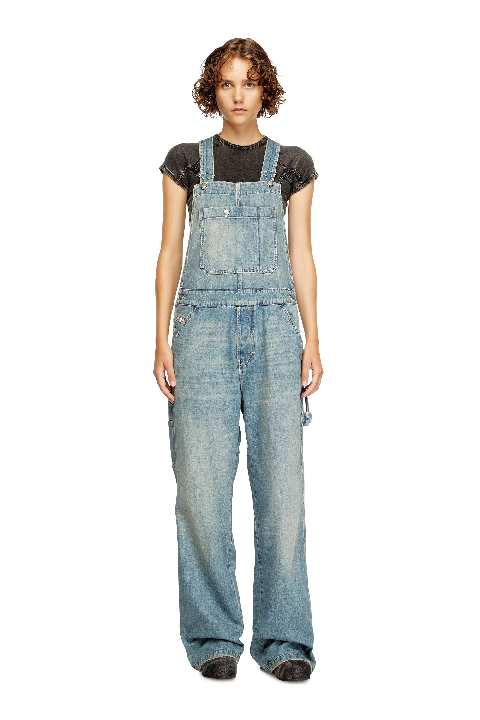 Diesel - D-FRAMU-U, Unisex's Utility-style denim dungarees in Light Blue - 3