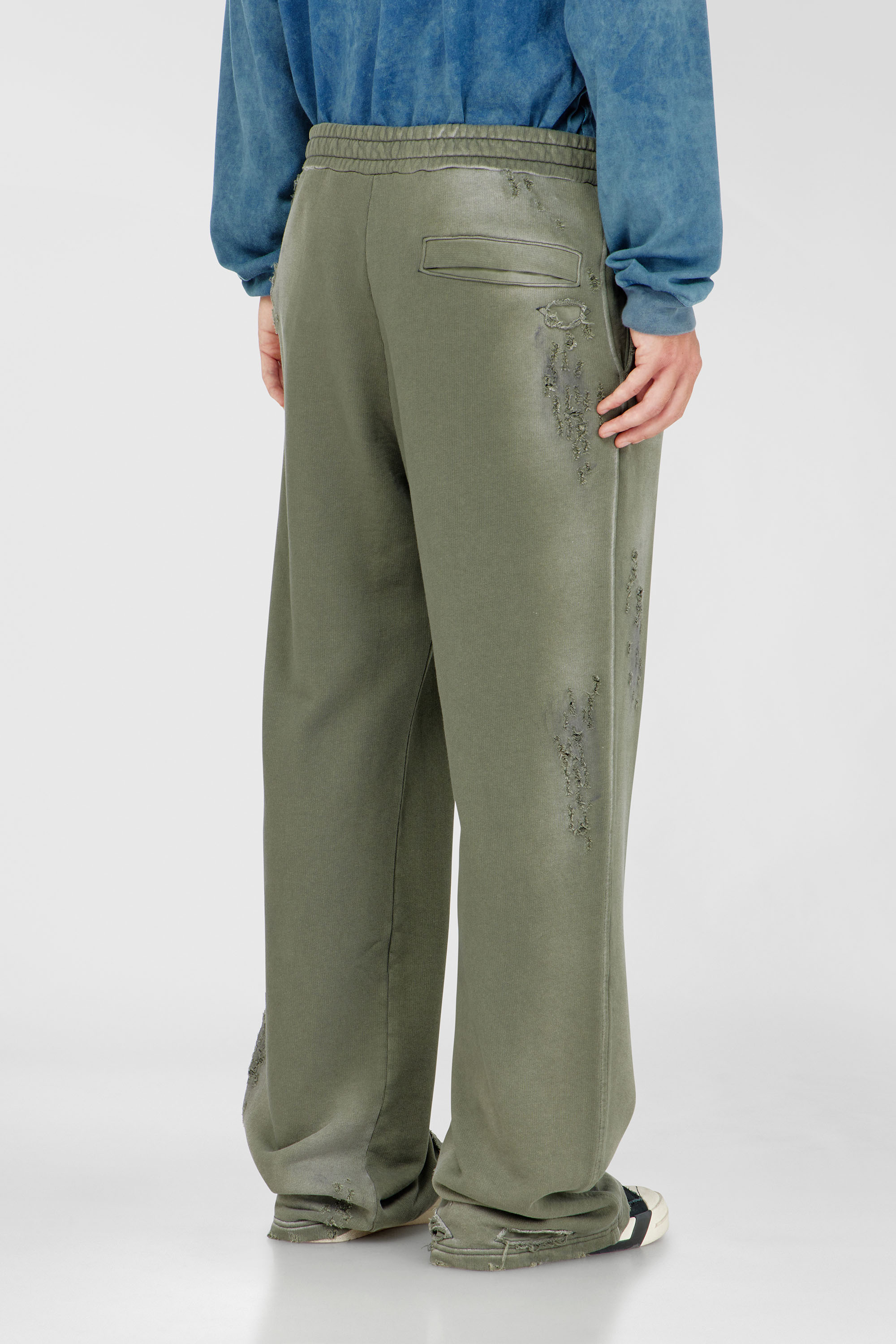 Diesel - P-KEITH, Man's Cotton sweatpants with destroyed effect in Military Green - 4