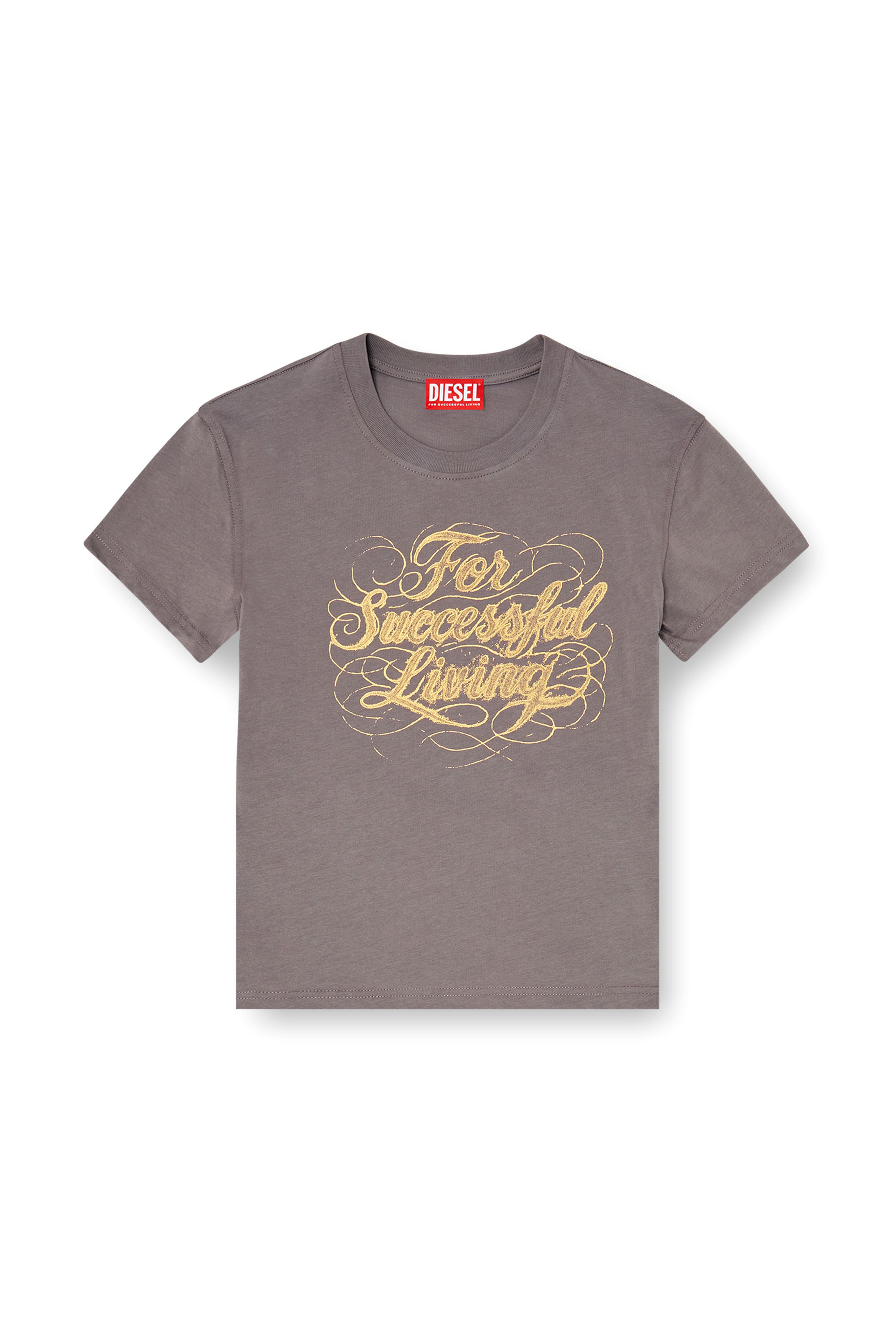 Diesel - T-ILA-AA4, Woman's T-shirt with logo print in Dark grey - 3