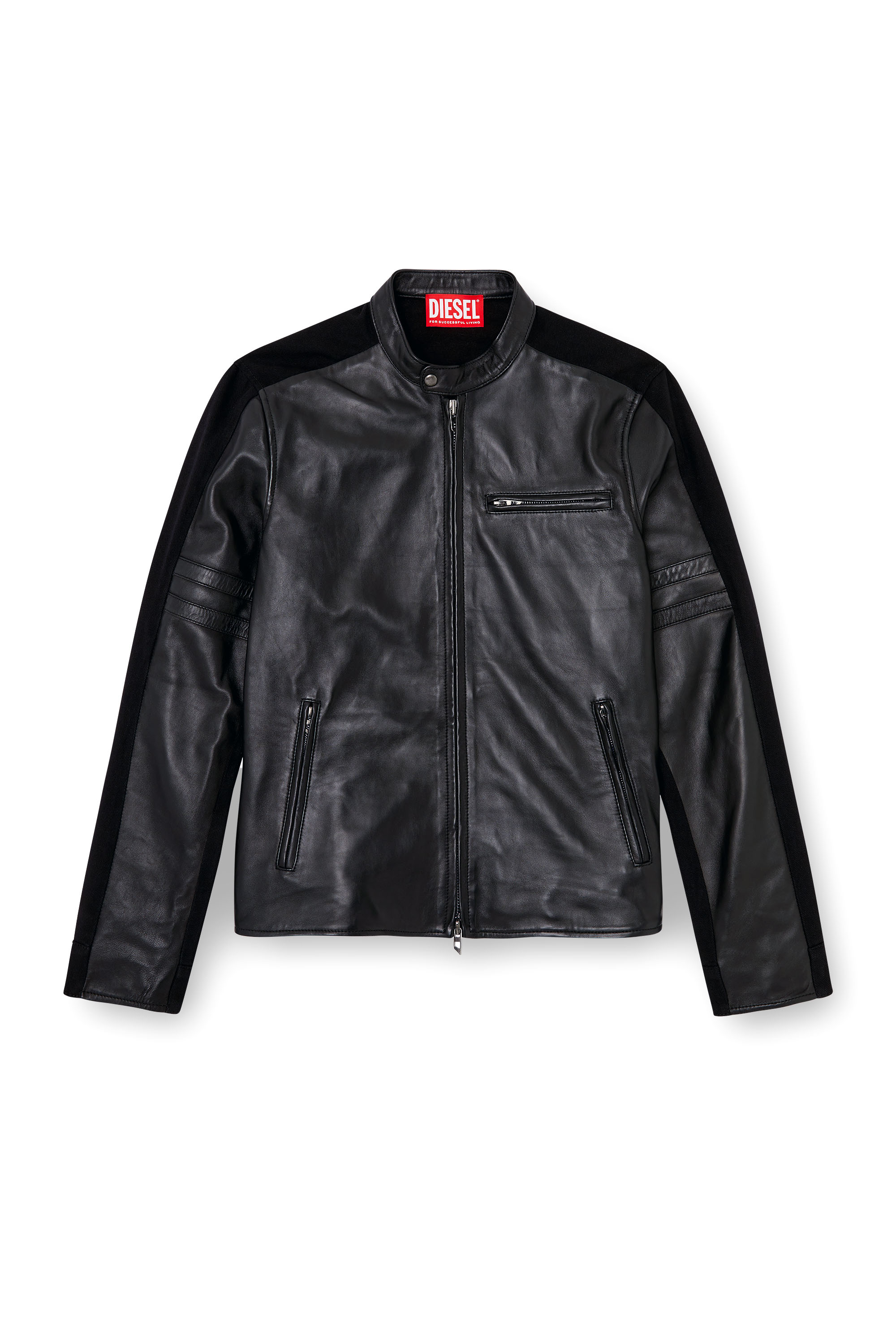 Diesel - L-SIMZ, Man's Hybrid denim and leather jacket in Black - 3