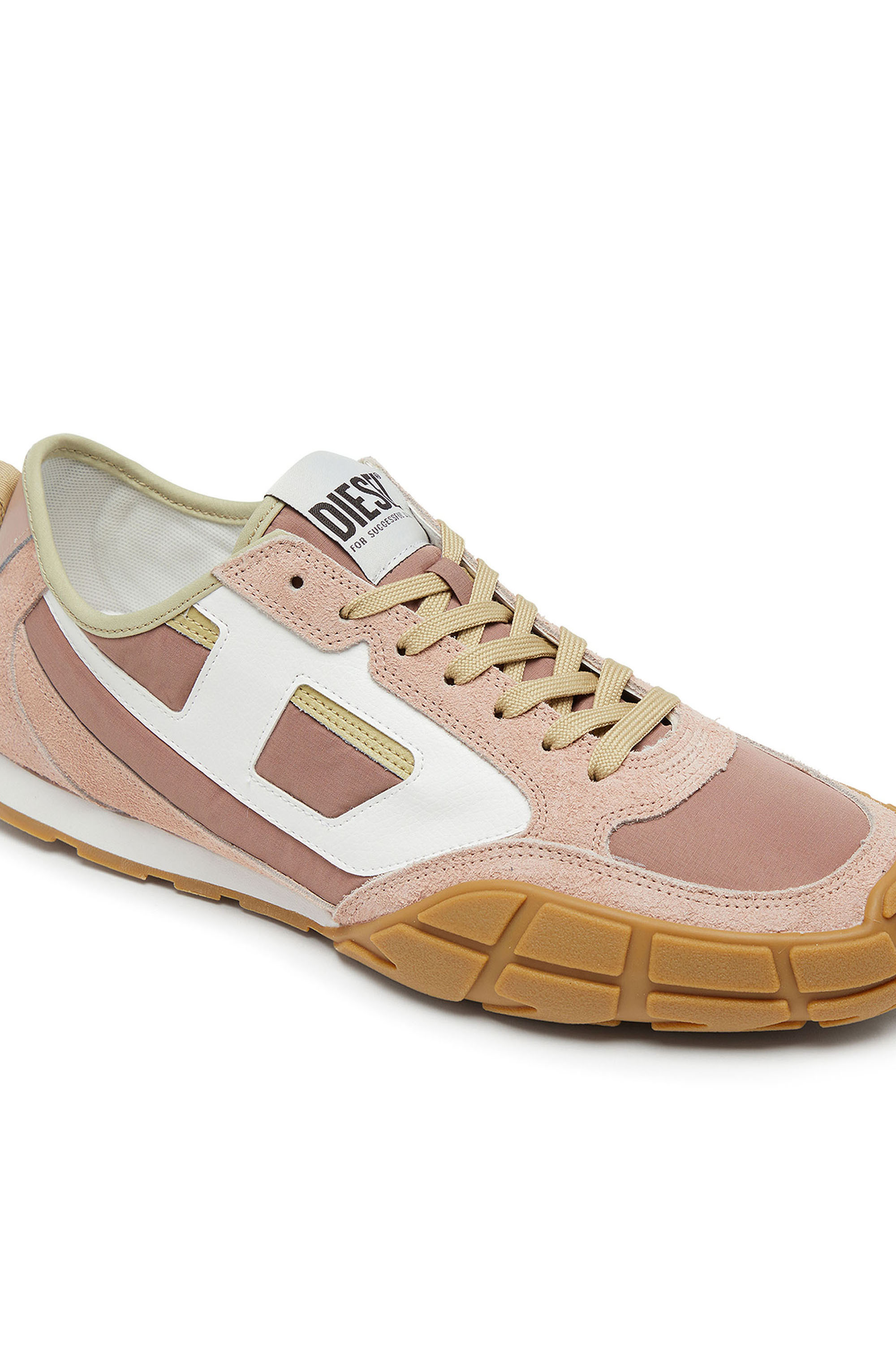 Diesel - S-PAGODHA LOW W, Woman's S-Pagodha-Sneakers in leather, suede and ripstop in Pink/White - 6