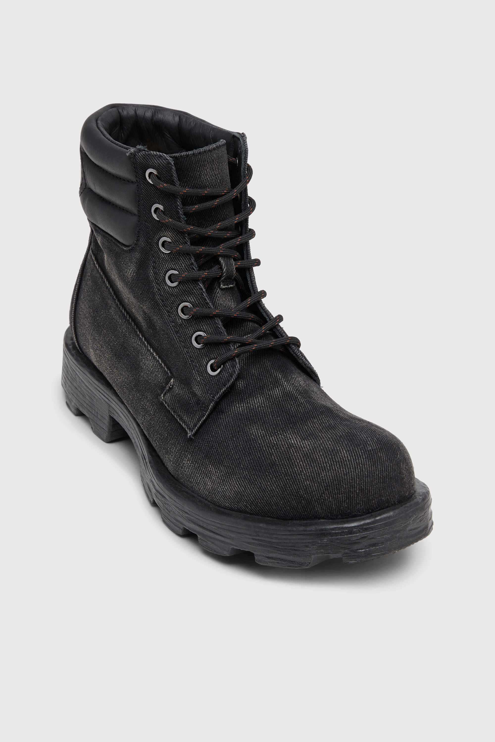 Diesel - D-HAMMER LACE UP, Man's D-Hammer-Combat boots in denim and leather in Black - 6