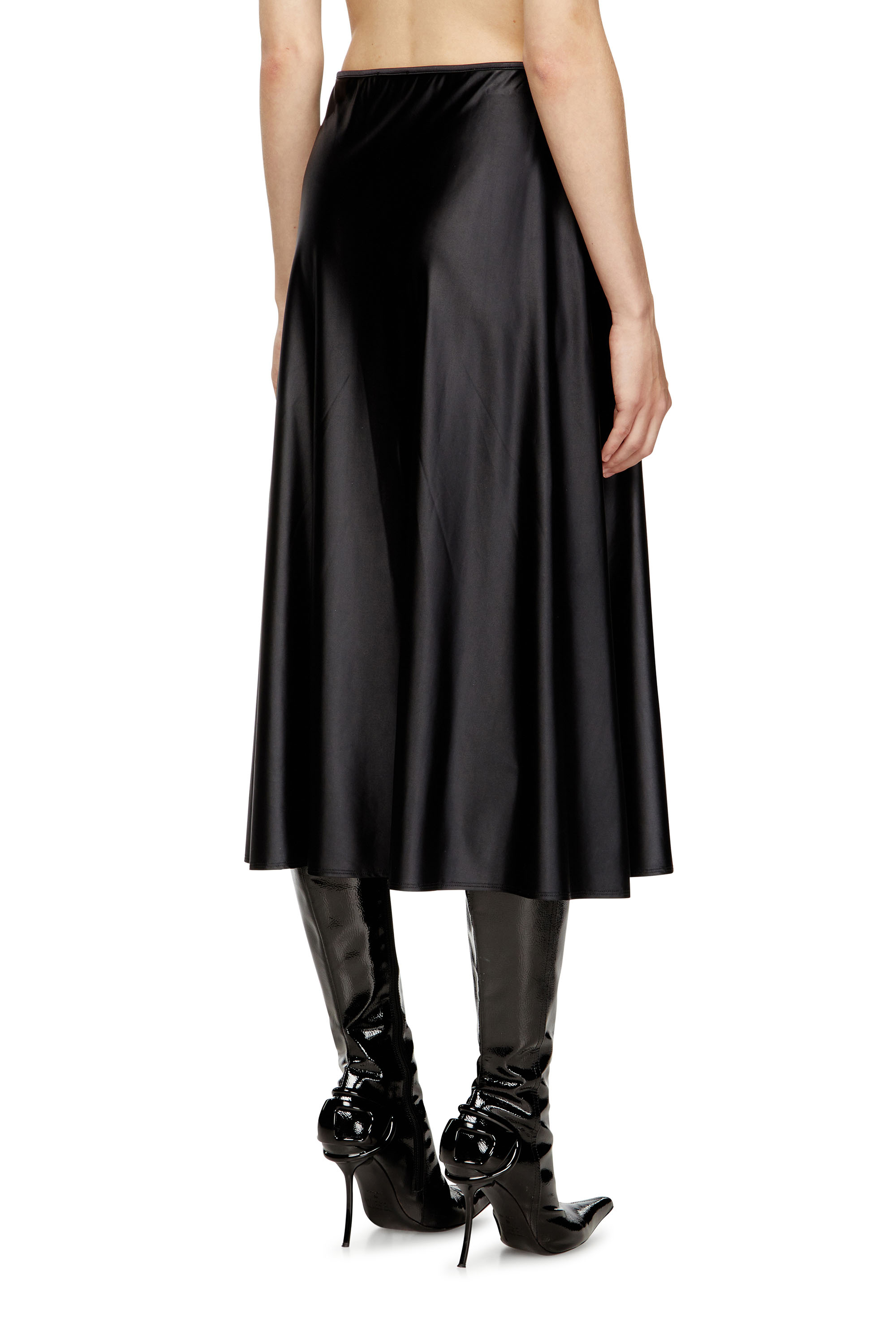 O-MORI, Black Diesel - O-MORI, Woman's Midi skirt in flared nylon in Black - 4