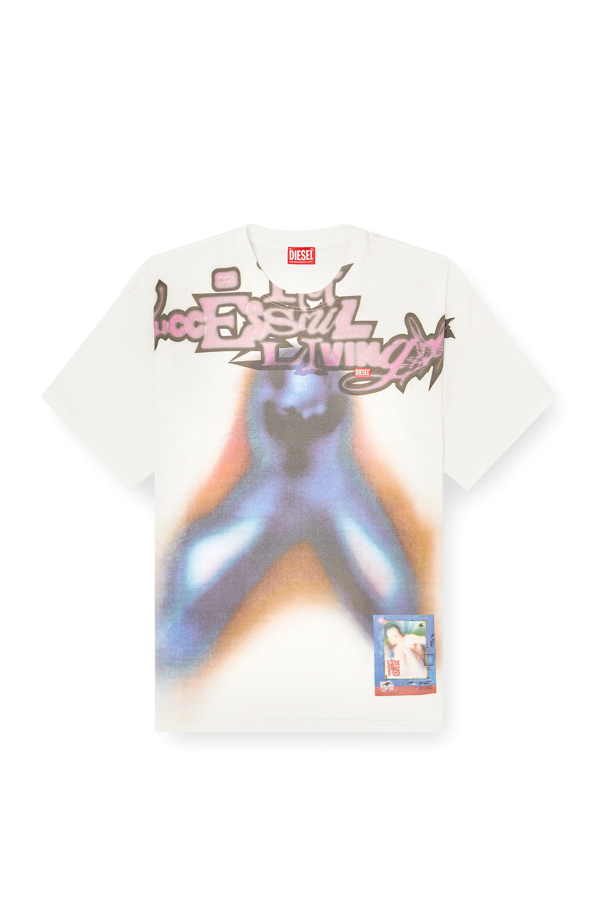 Diesel - T-BOXT-V13, Man's Relaxed cotton T-shirt with digital print in Blue/Orange - 2