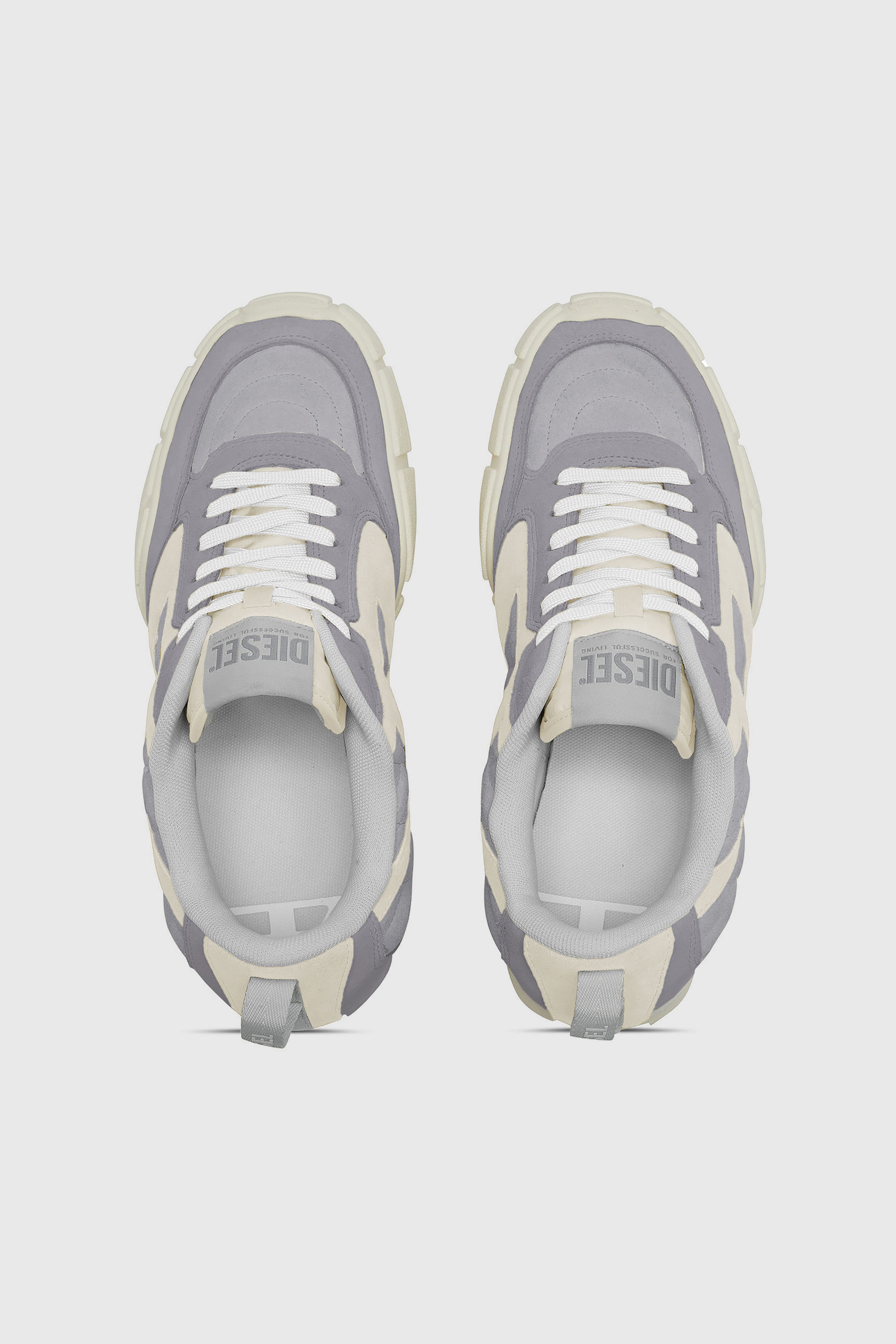 Diesel - S-PAGODHA LOW, Man's S-Pagodha-Quilted suede sneakers in Grey/White - 4
