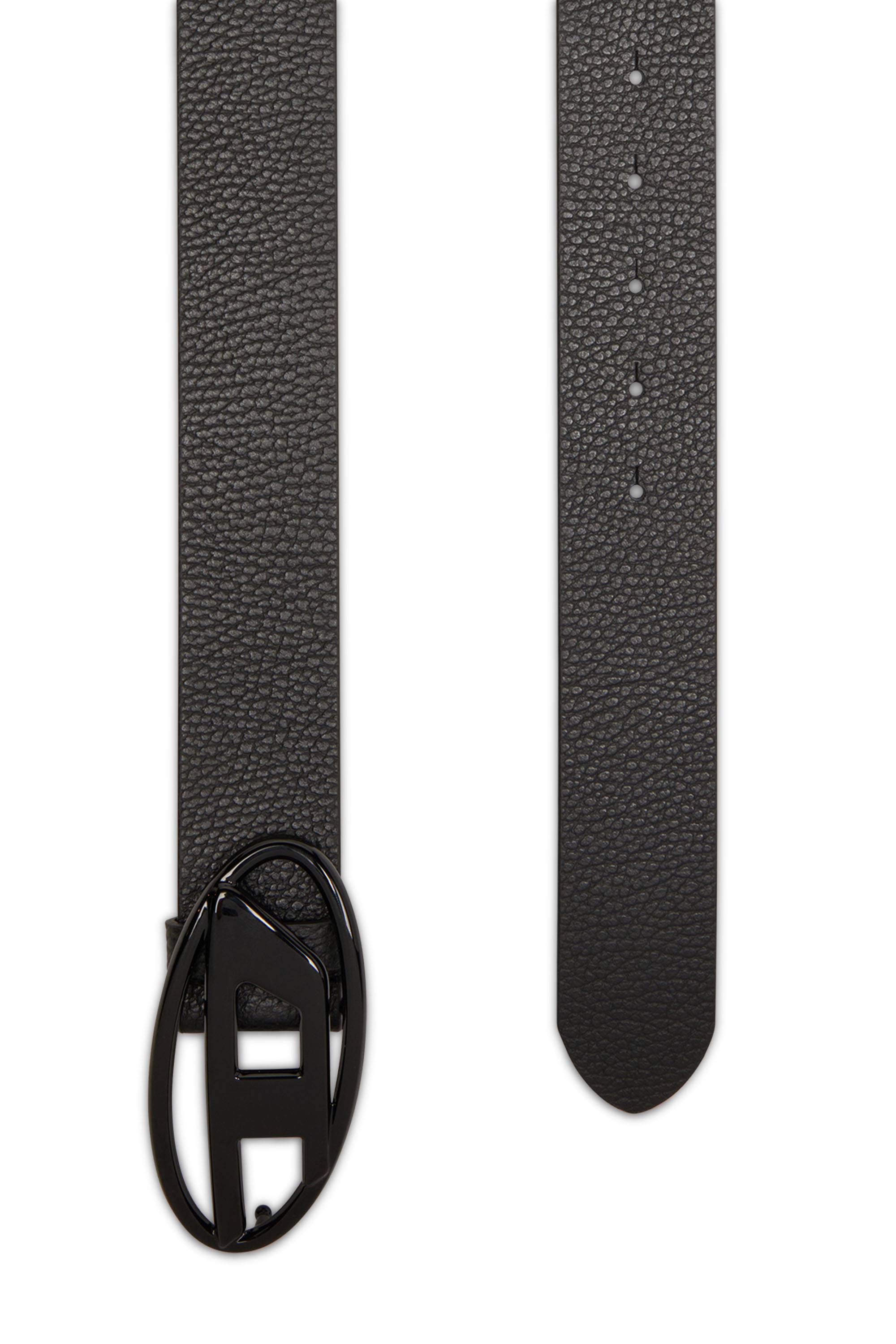 Diesel - B-1DR, Unisex Leather belt with matte buckle in Black - Image 2