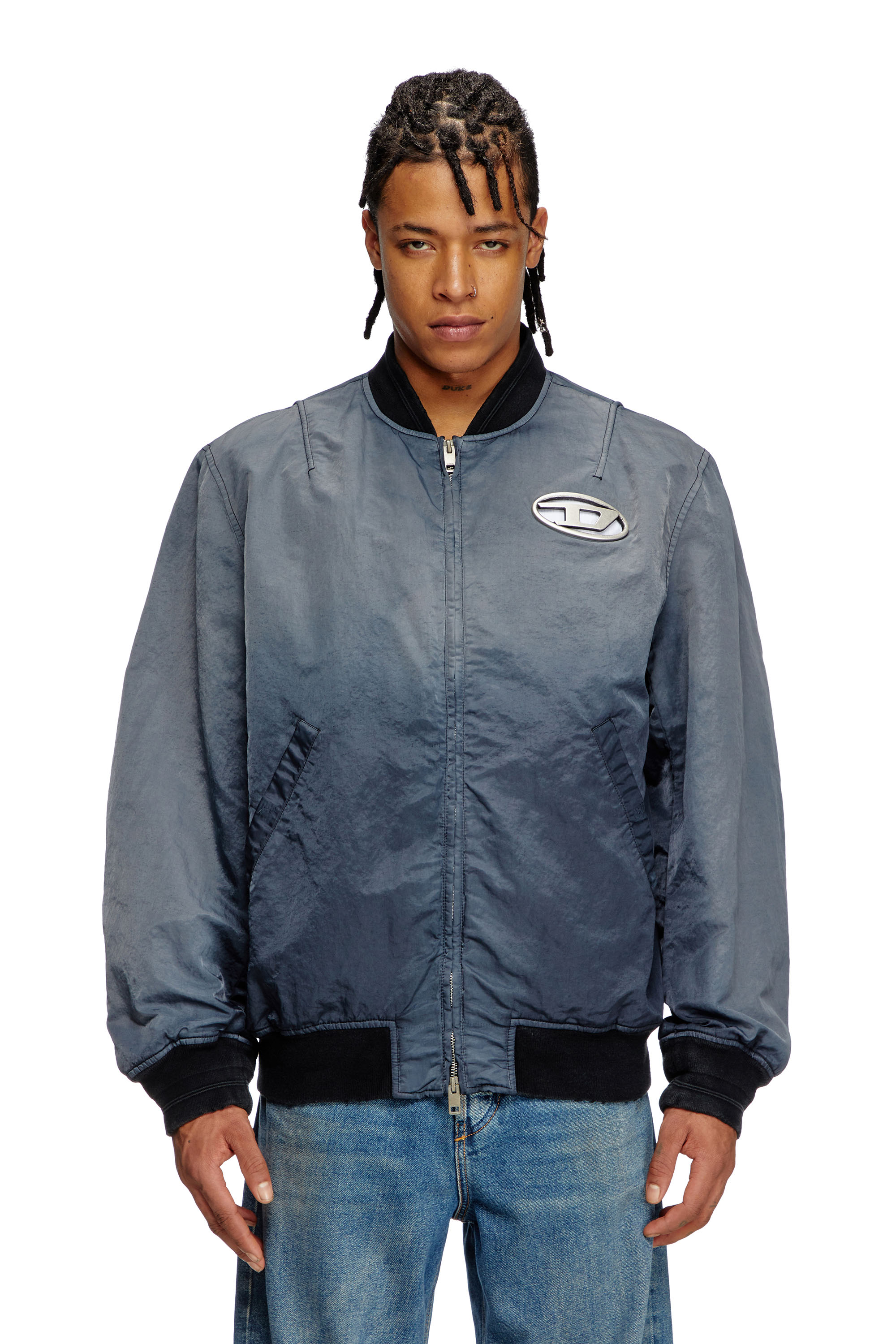 Diesel - J-KEPES, Man's Dégradé padded bomber jacket in Dark grey - 3