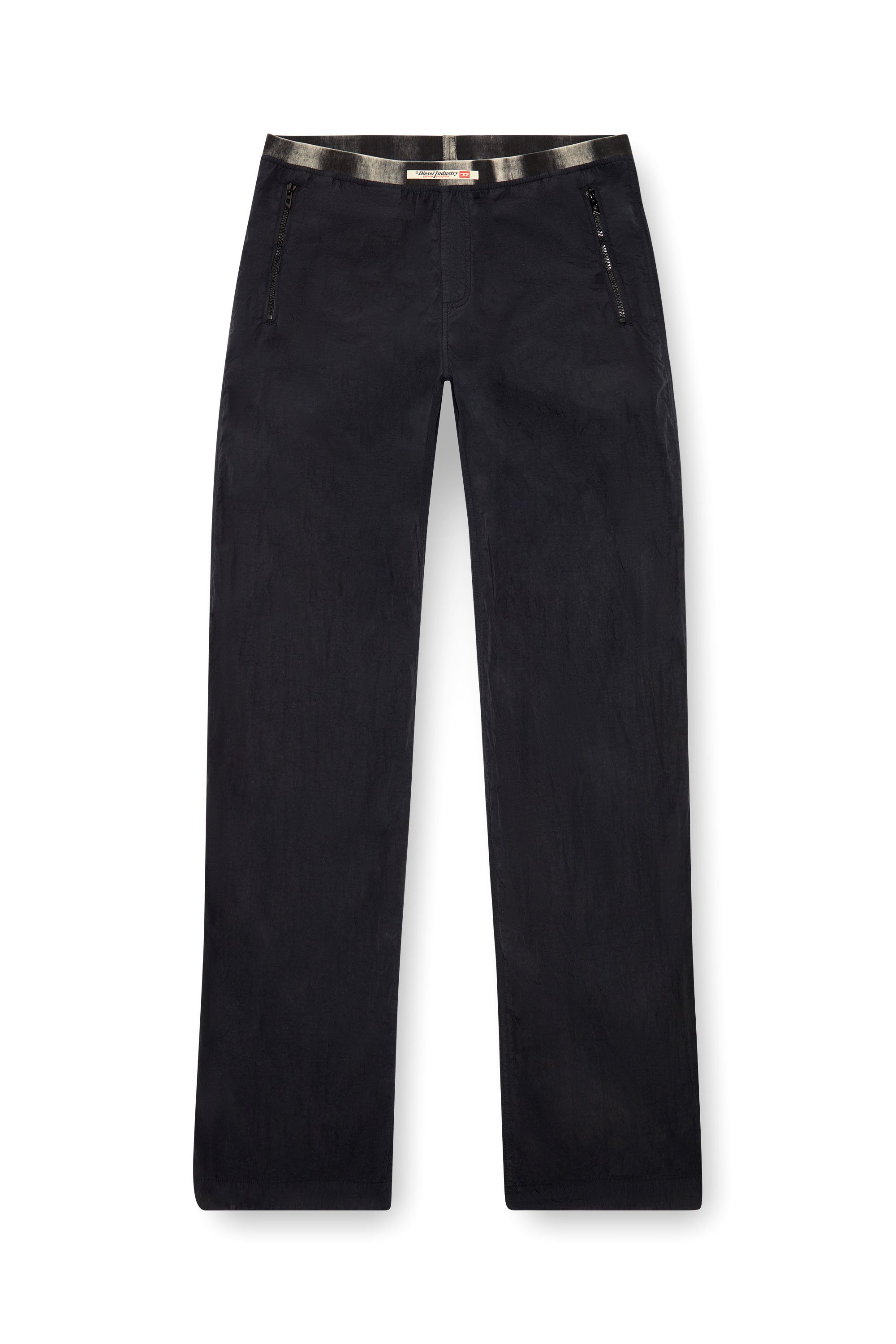 Diesel - P-POST, Man's Lightweight pants in wrinkled nylon in Black - 3