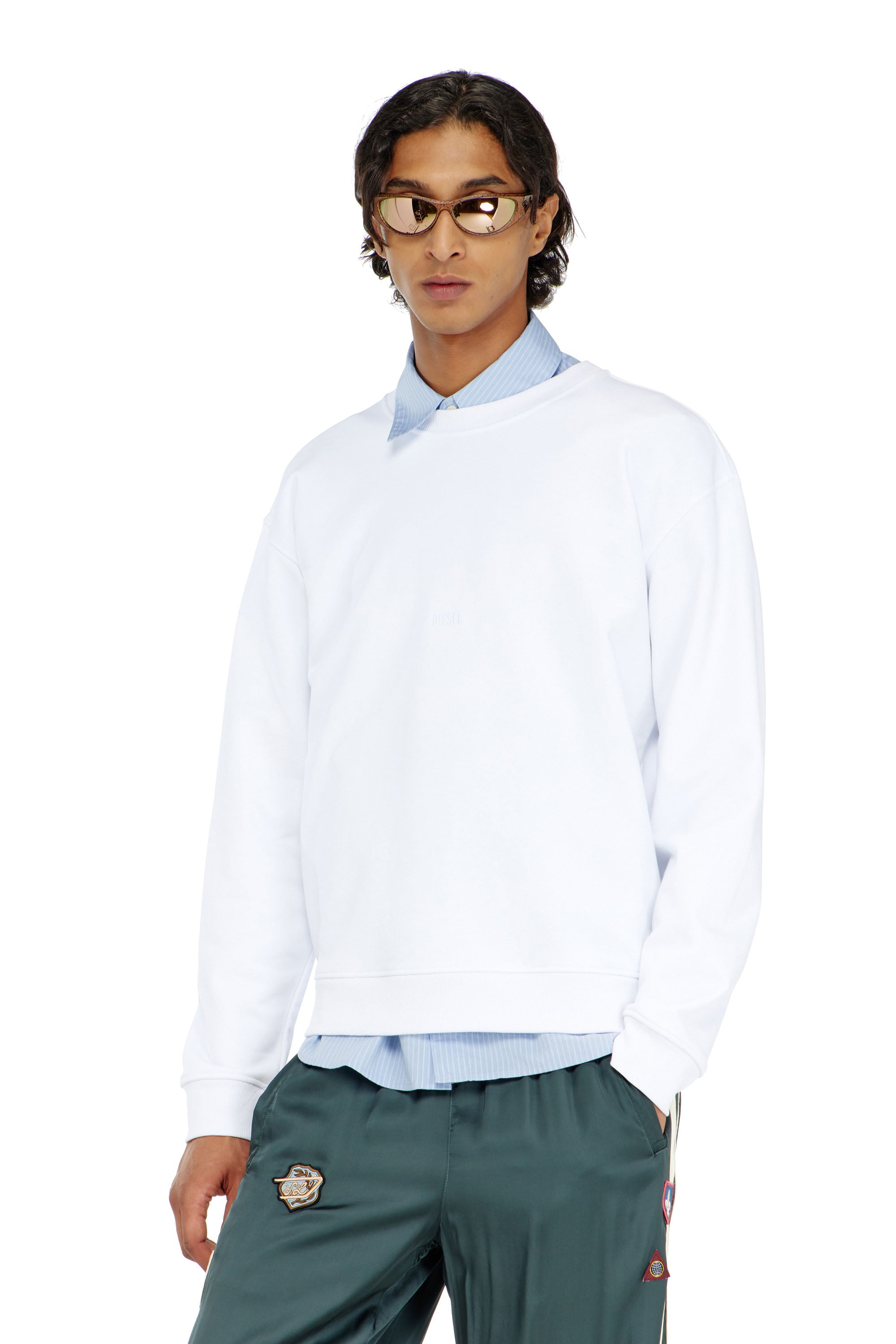 Diesel - S-NORM-AA5, Man's Cotton sweatshirt with micro logo embroidery in null - 1