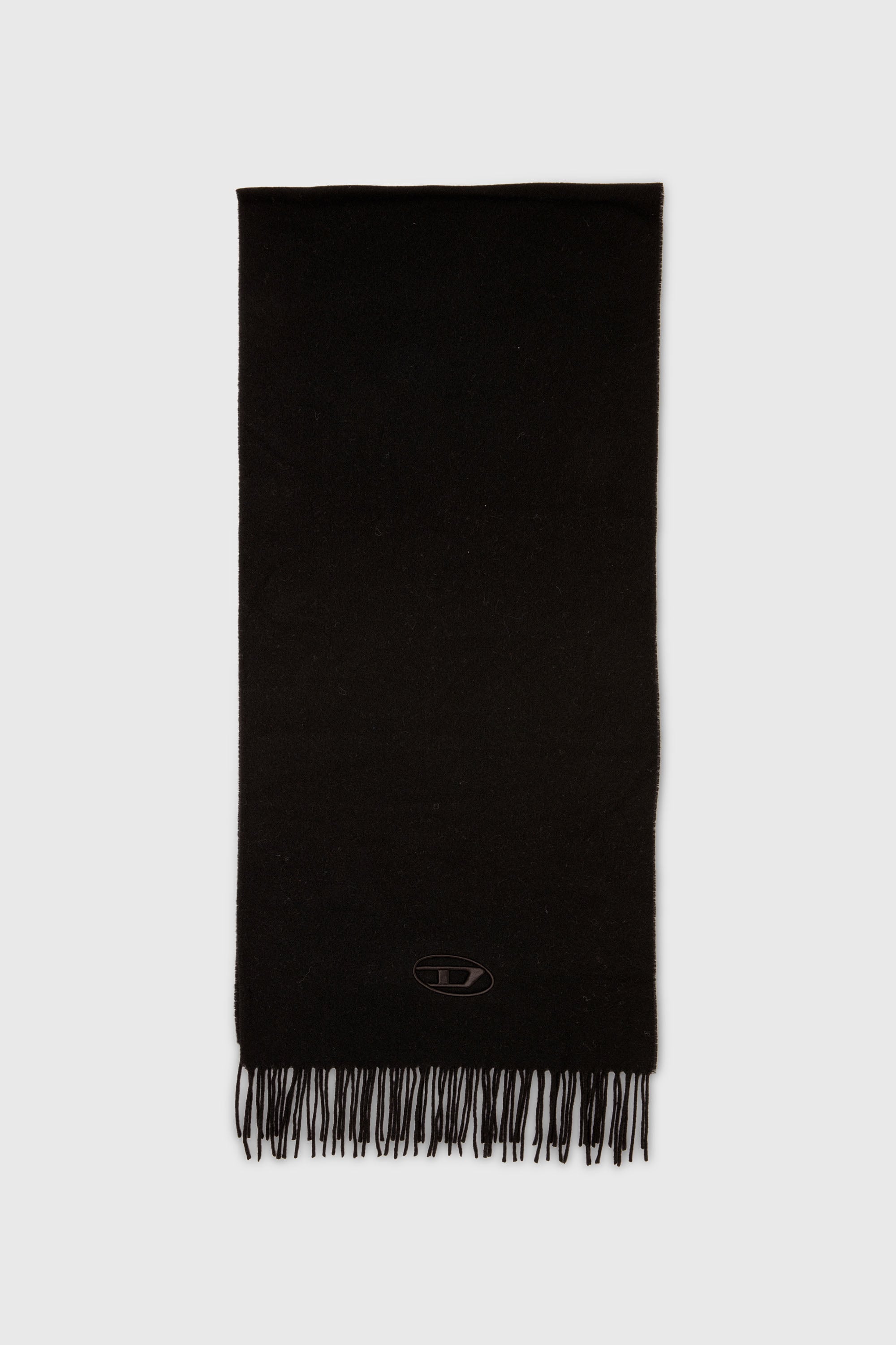 Diesel - S-IMON-D-LONG, Unisex's Wool-blend scarf with fringed edges in Black - 1
