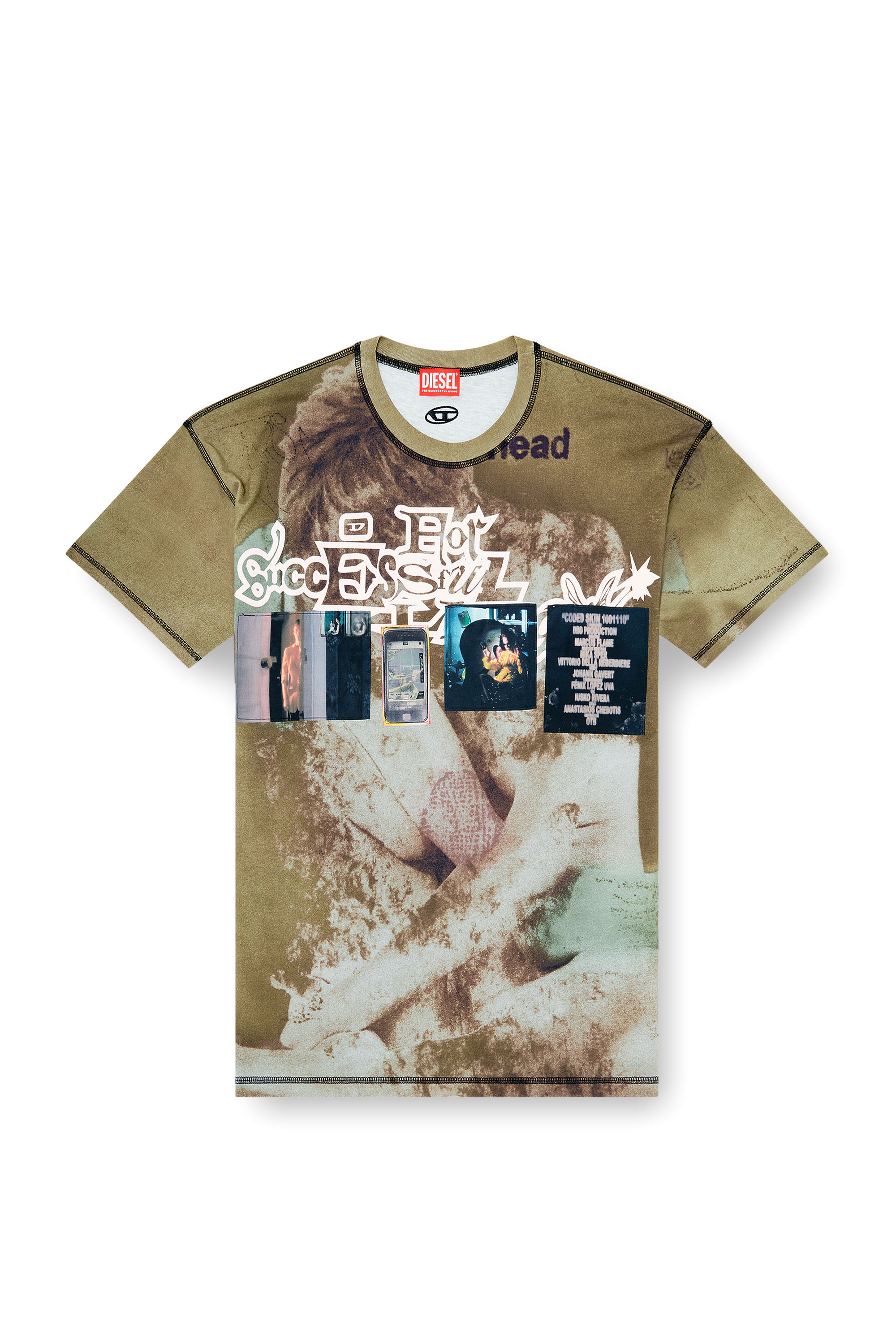 Diesel - T-BOXT-V5, Man's Relaxed T-shirt with all-over prints and patches in Green - 2