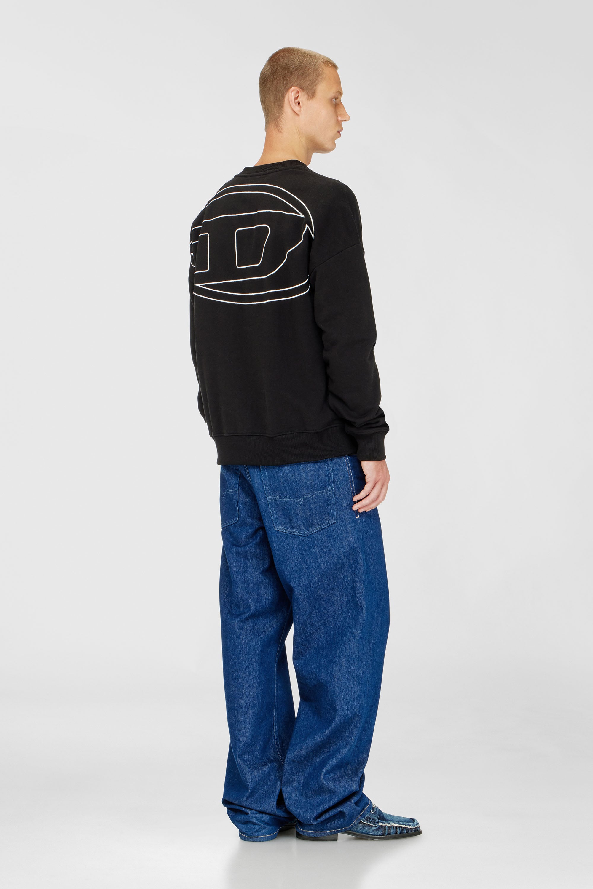Diesel - S-ROB-MEGOVAL-D, Man's Sweatshirt with logo embroidery in Black - 2