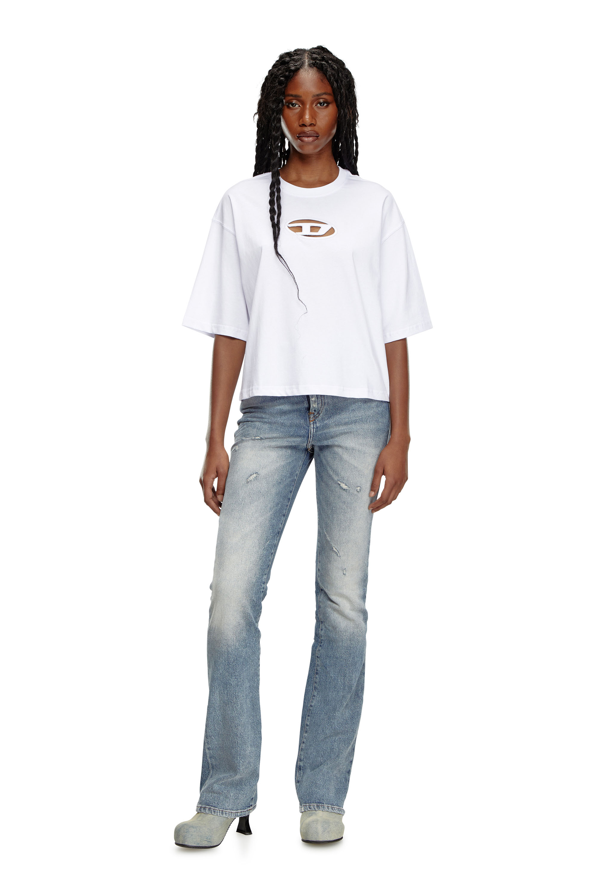 Diesel - T-BUXT-CROP-OD, Woman Boxy T-shirt with cut-out Oval D logo in White - Image 2