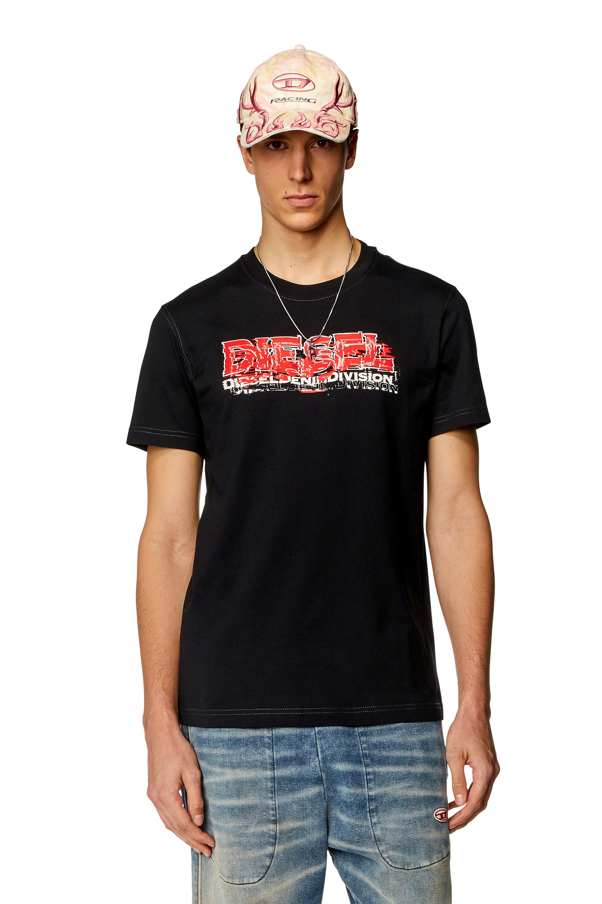 Diesel - T-DIEGOR-K70, Man's T-shirt with glitchy logo in Black - 2