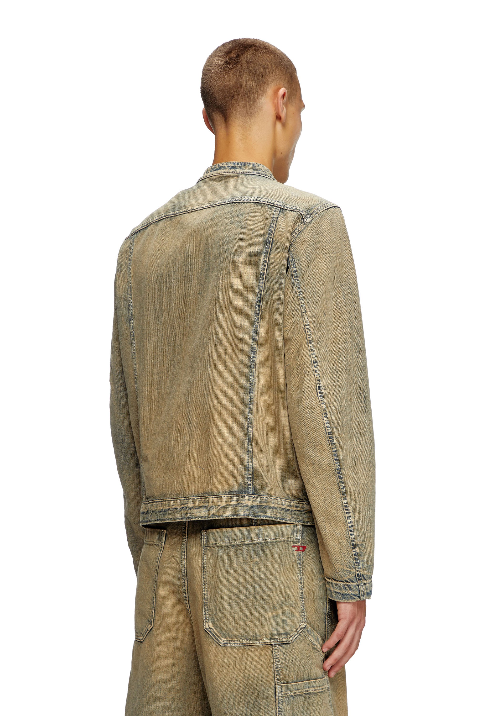 Diesel - D-GLORY, Man's Moto jacket in gold-brush denim in Medium blue - 4