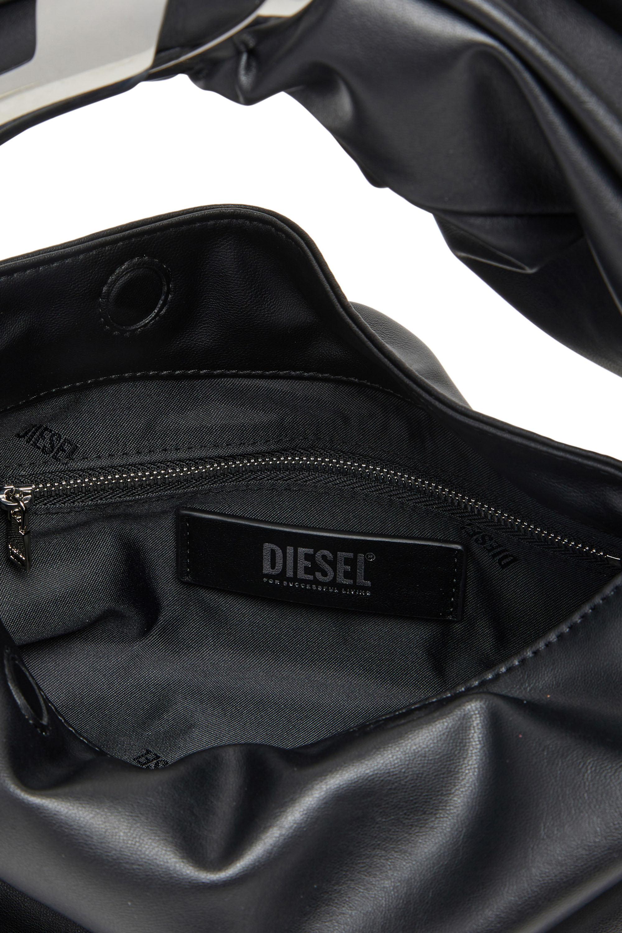 Diesel - GRAB-D HOBO S, Woman Grab-D S-Hobo bag with Oval D handle in Black - Image 4