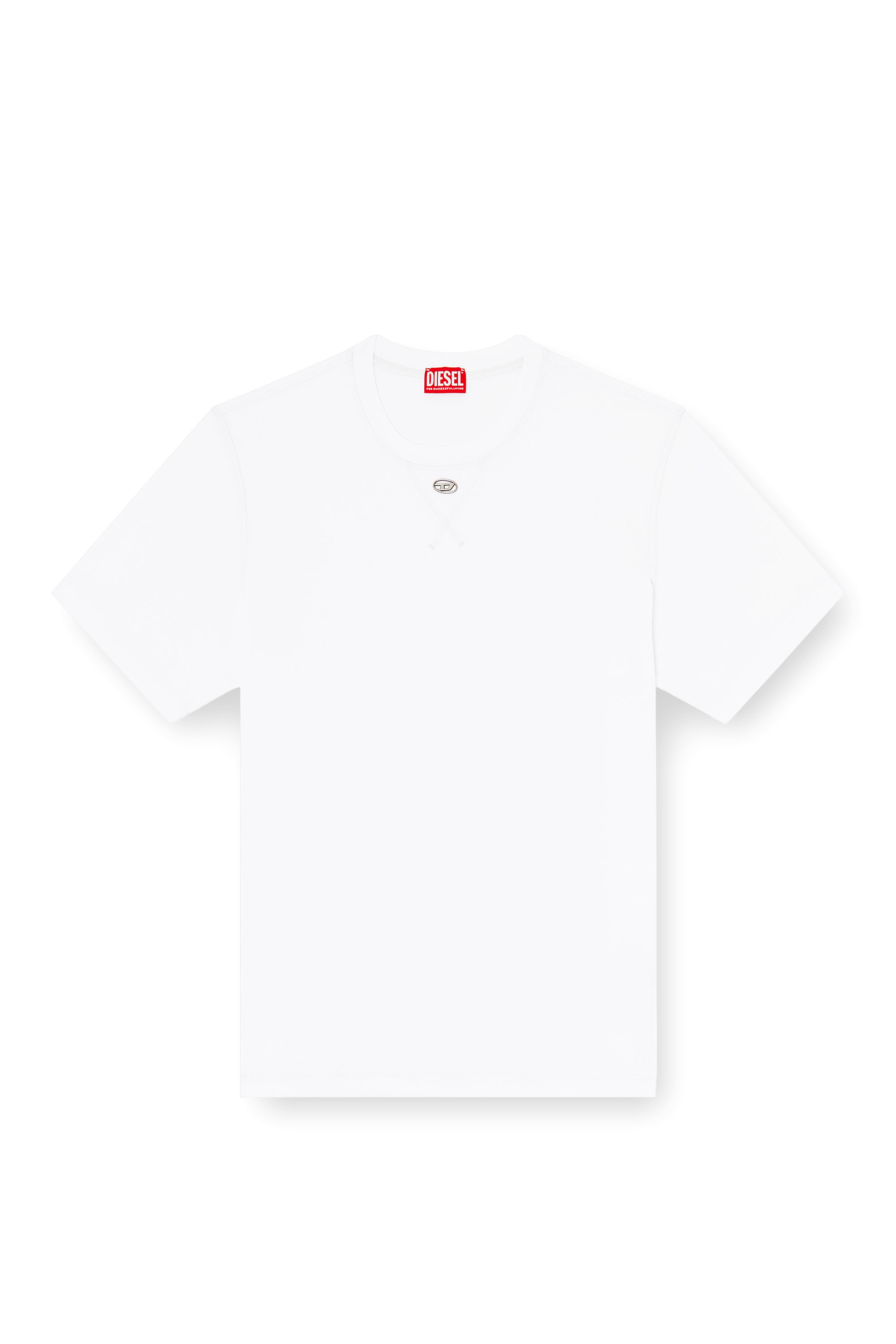 Diesel - T-MADJUST-TR, Man's Regular T-shirt with crew neck and Oval D in White - 2