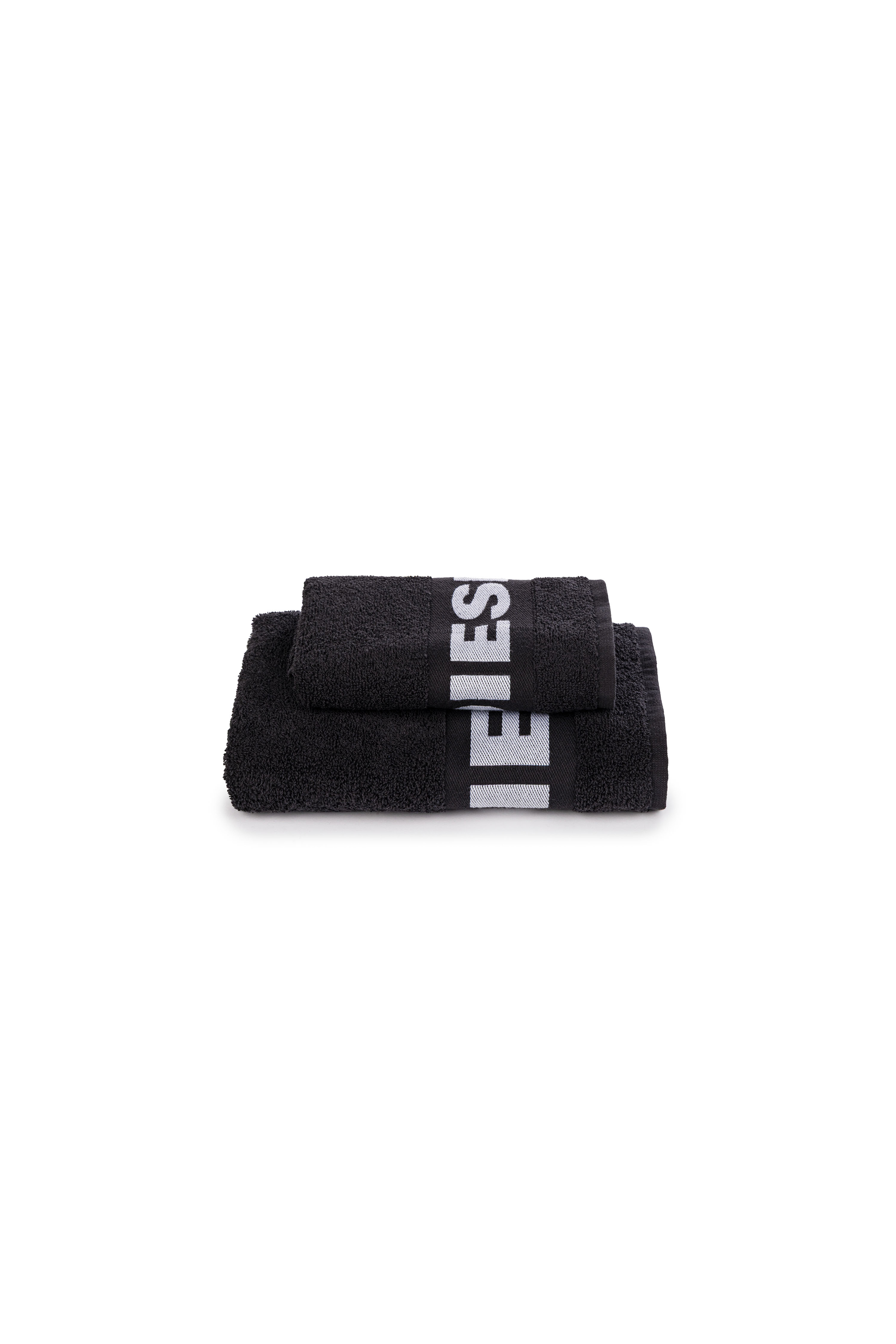 Diesel - 1015135 LOGO-COTTON TOWEL SET 1+1 BLACK, Unisex's Logo-Cotton Terry Towel Set in Black - 1