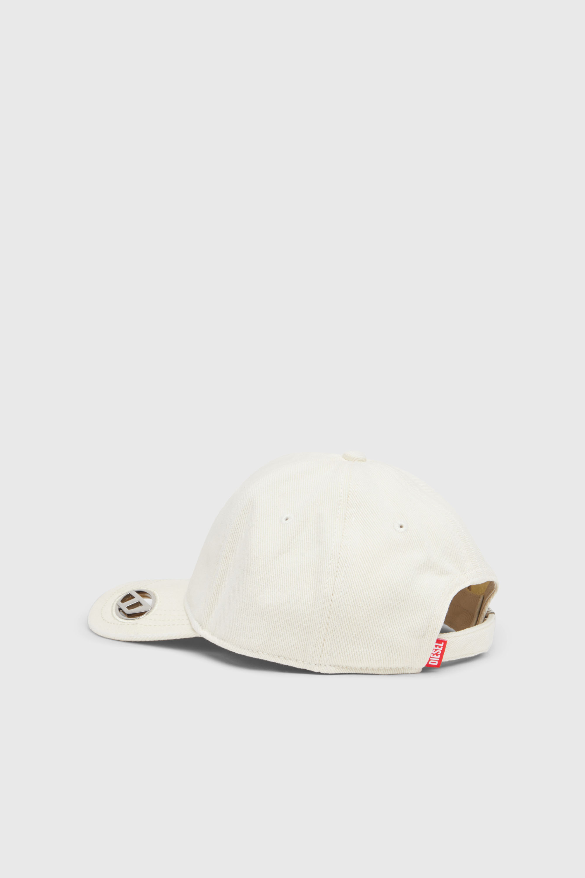 Diesel - C-PLAK, Man's Baseball cap with oval D plaque in White - 2