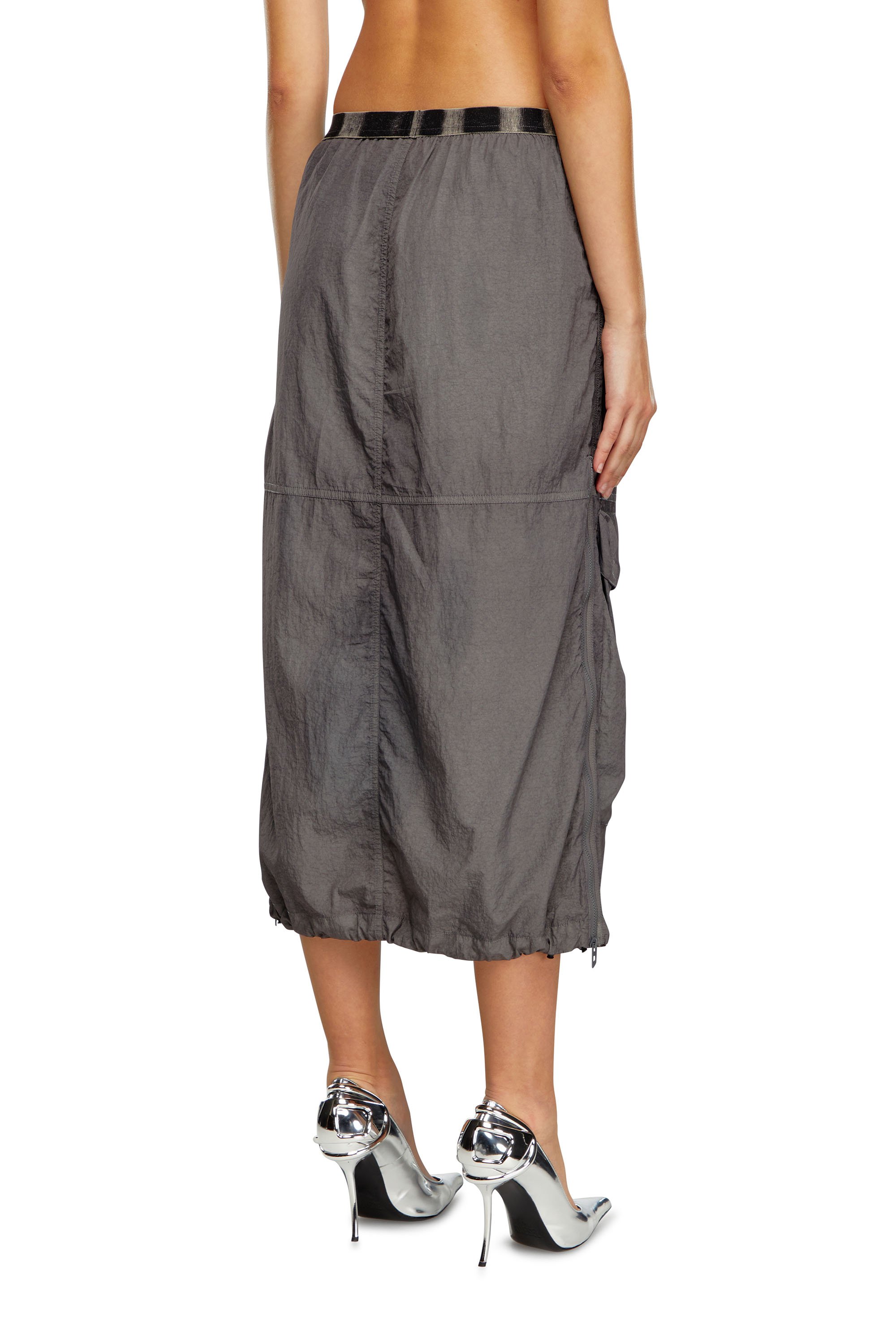 Diesel - O-ASIS, Woman Cargo midi skirt in recycled nylon in Grey - Image 3