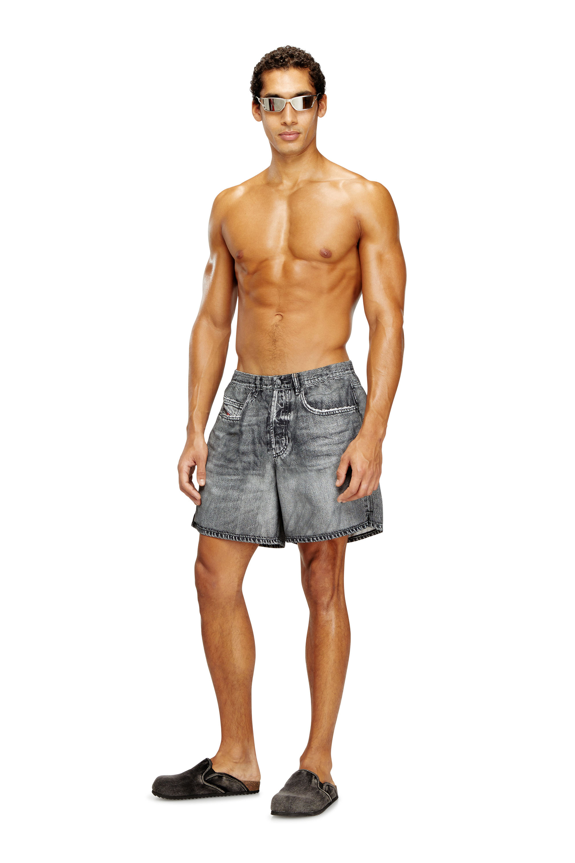 Diesel - SOCCER-41-DNM, Man's Swim shorts with denim trompe l'oeil print in null - 1