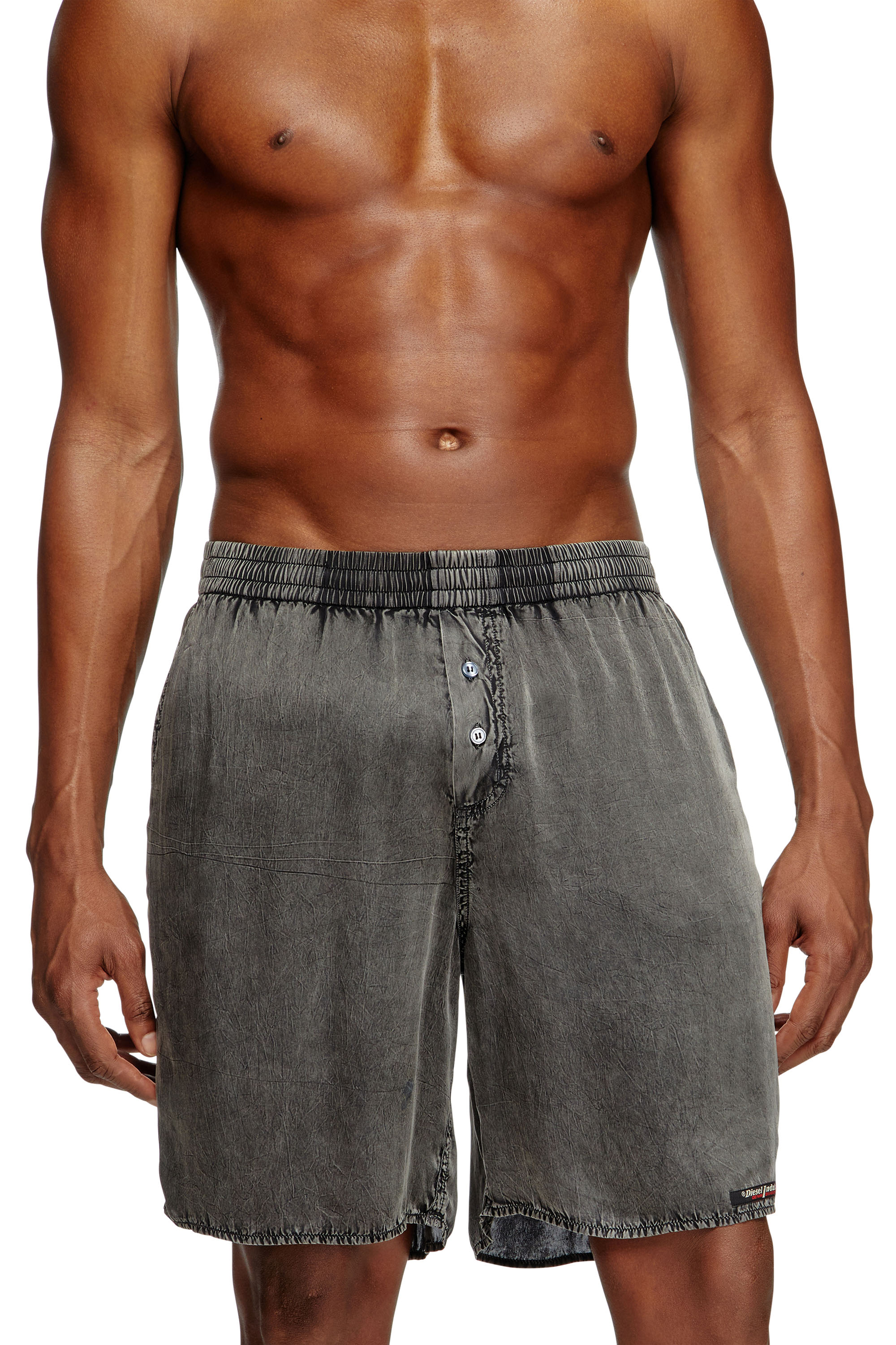 Diesel - SILVO-DNM, Man's Extra-long boxer shorts with denim effect in Dark grey - 1
