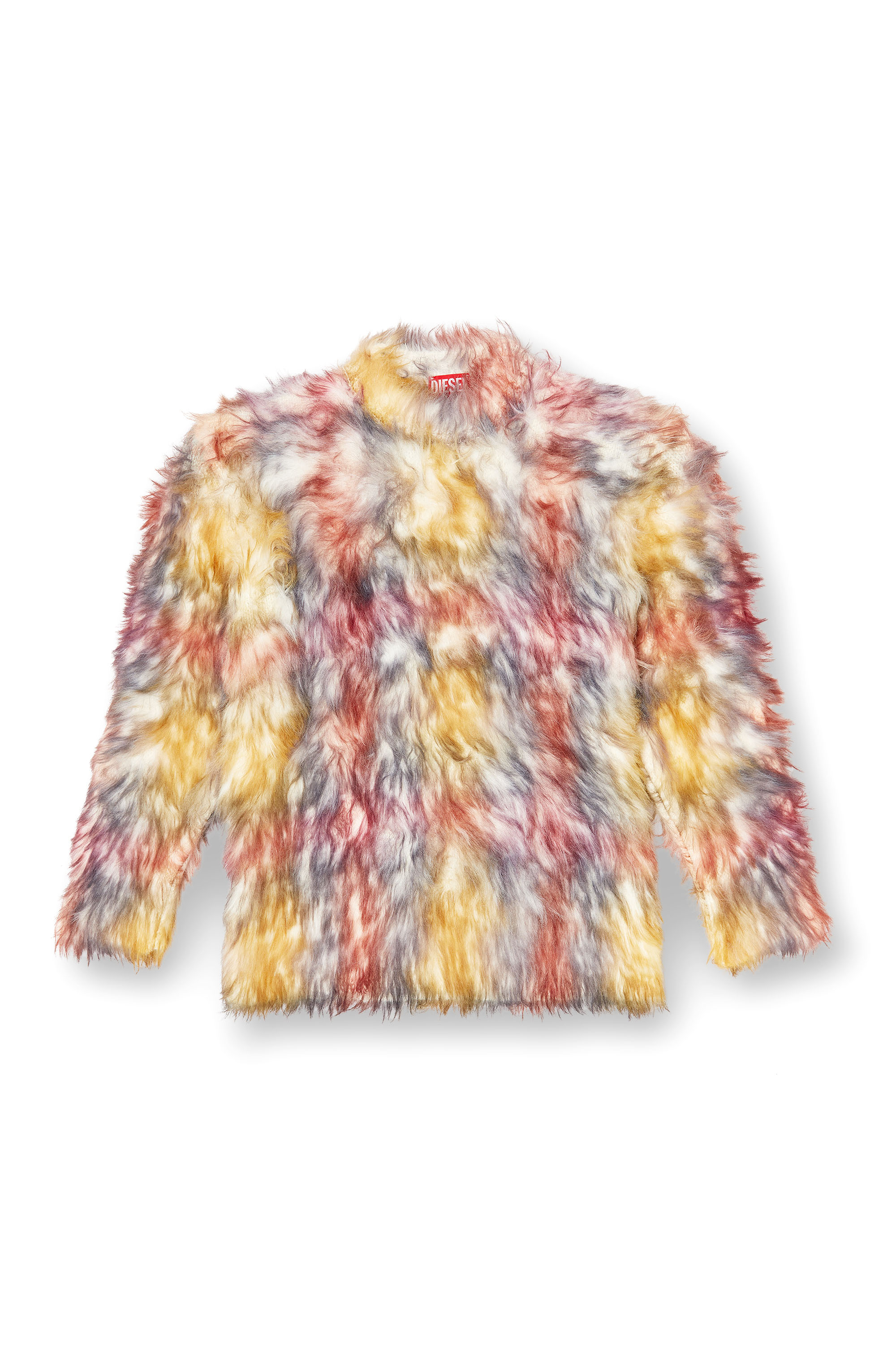 Diesel - M-BERRY, Woman's Fluffy jumper with check print in Grey/Red - 3