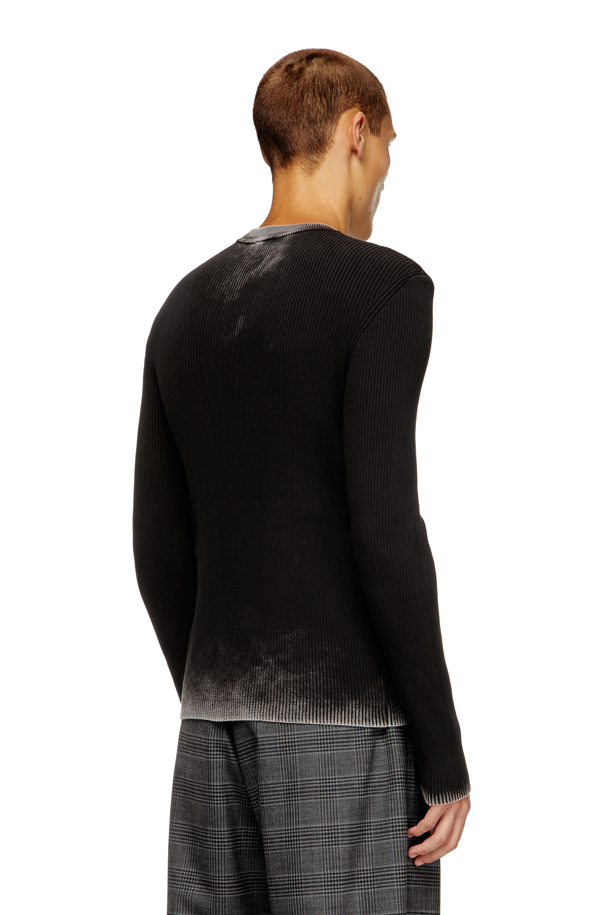 Diesel - K-DARIN-A, Man's Cut-out jumper with Oval D in Black - 4