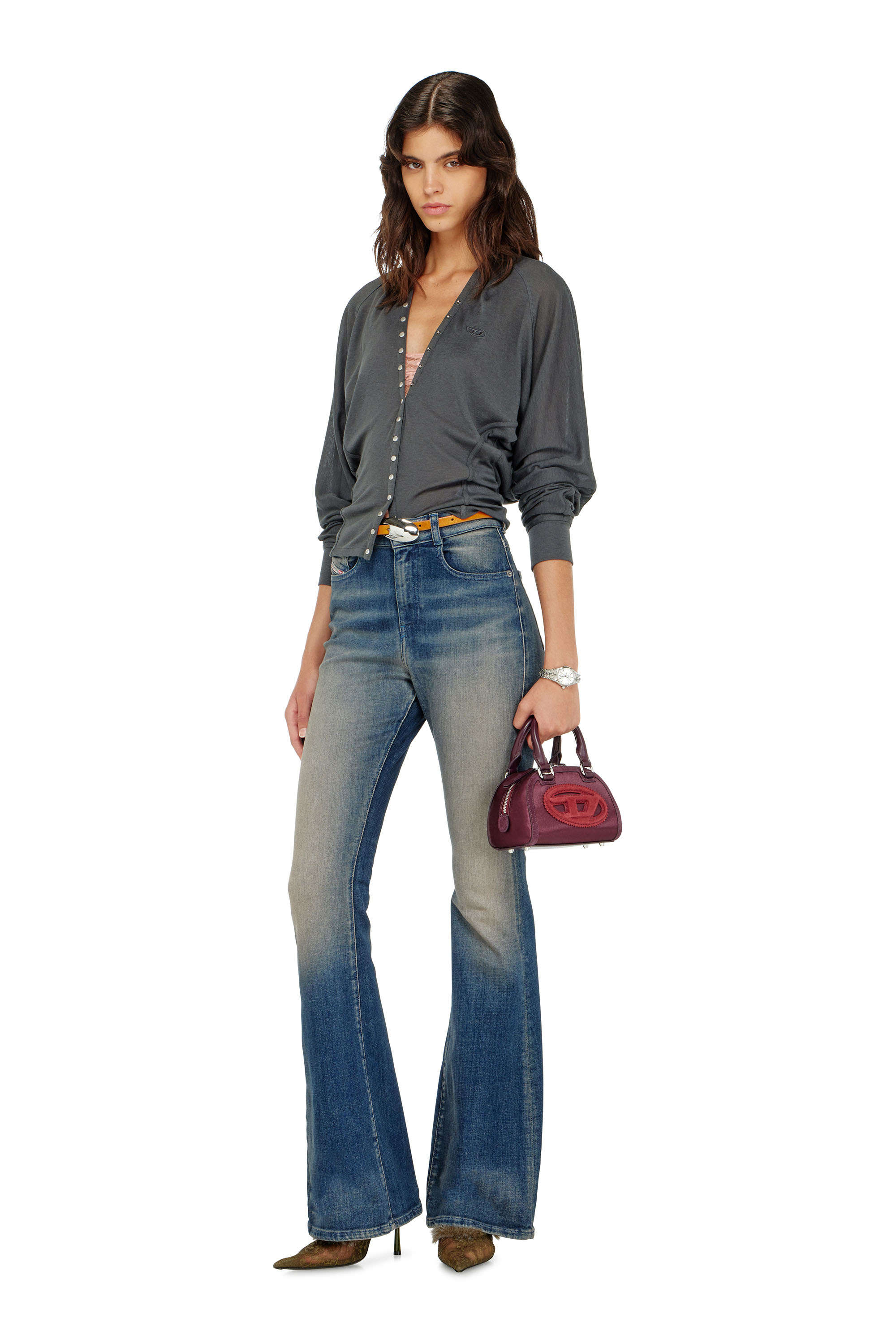 Diesel - T-ISERINA, Woman's Tencel-blend cardigan top with batwing sleeves in Grey - 2