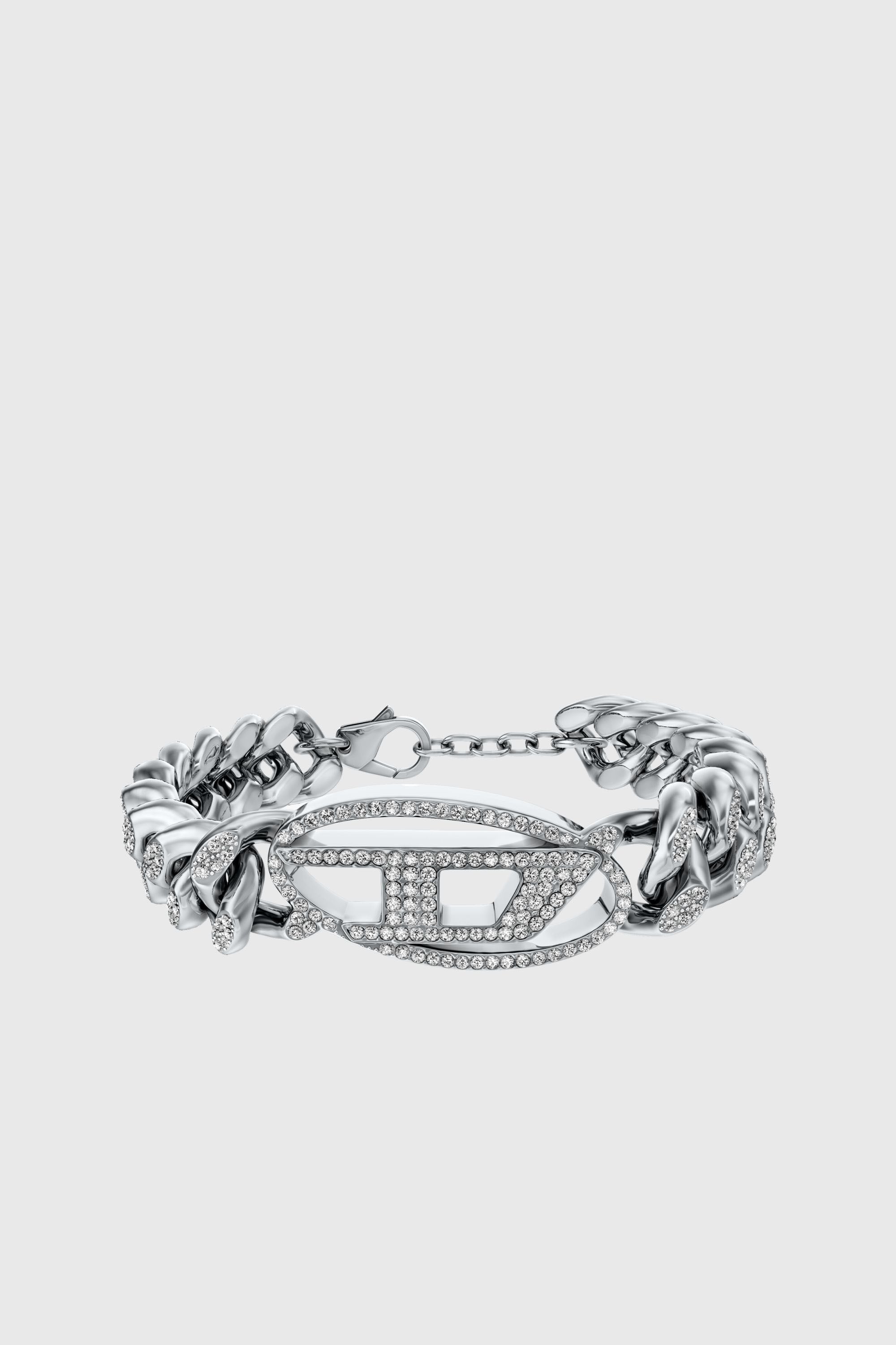 Diesel - DX1707040 JEWELLERY, Unisex's Stainless steel Oval D glitz chain bracelet in Silver - 1