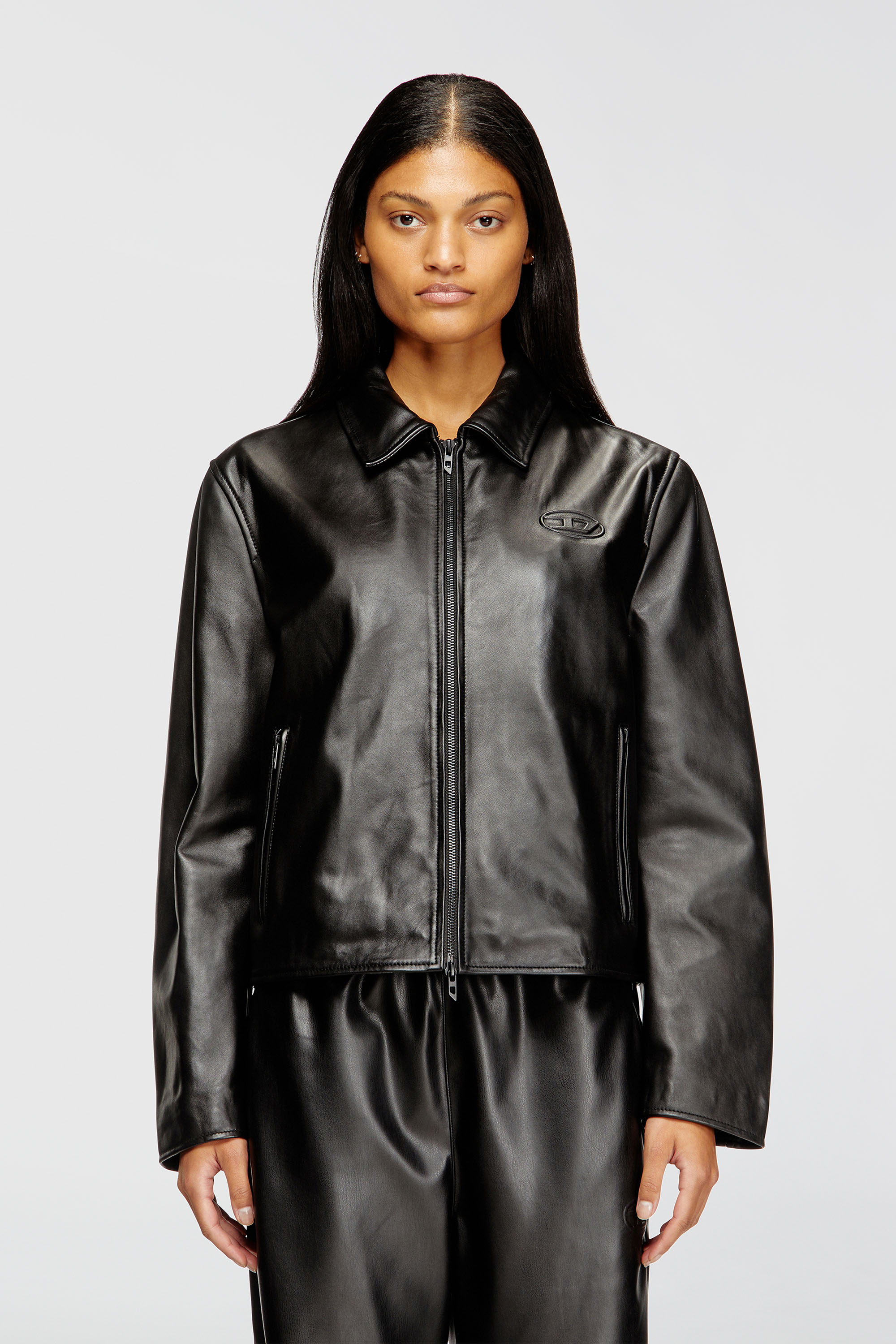 Diesel - L-AMAR-FEM-S2, Woman's Coach jacket in leather in Black - 1
