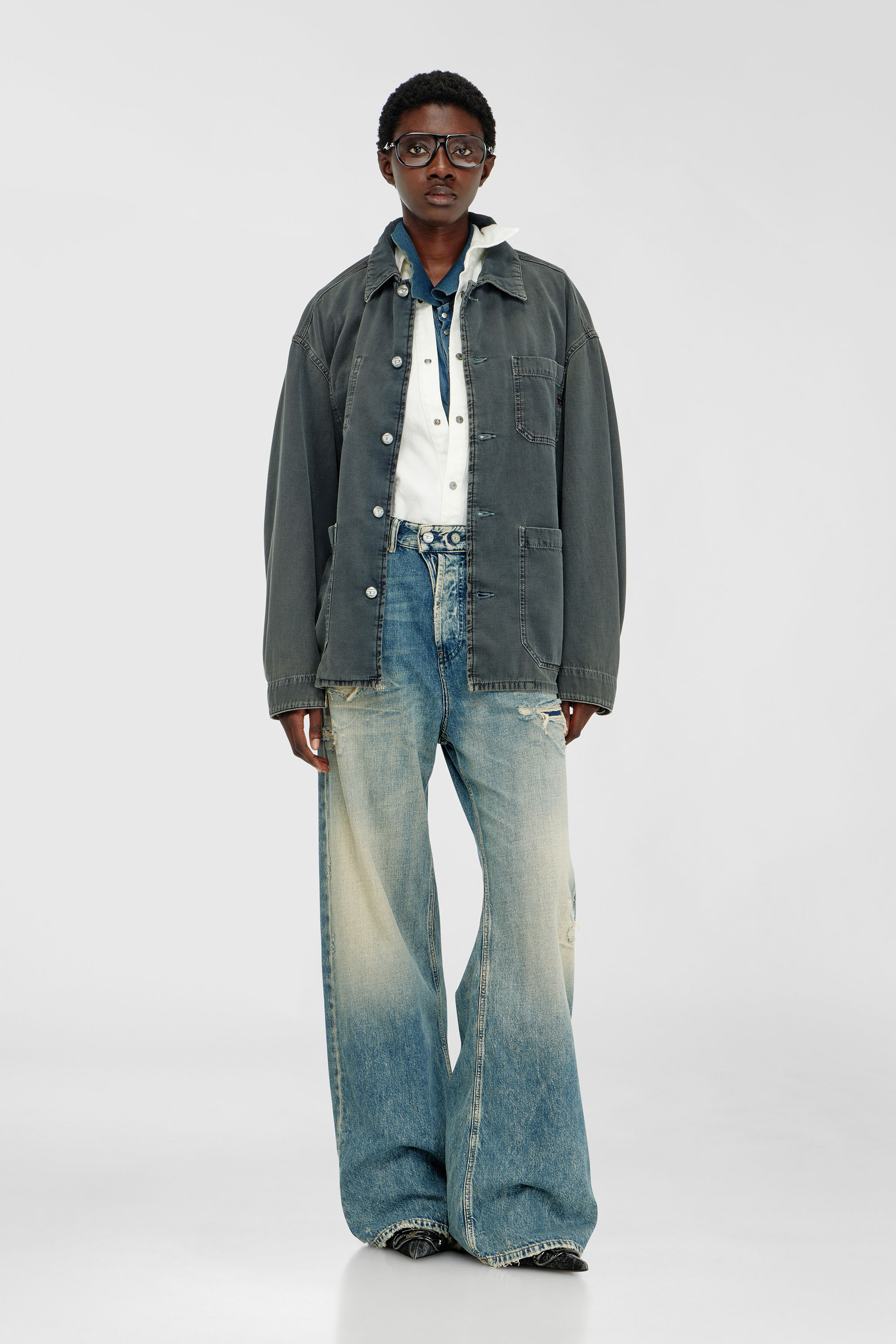 Diesel - D-STACK-U, Unisex's Utility-style jacket in coloured denim in Grey - 2
