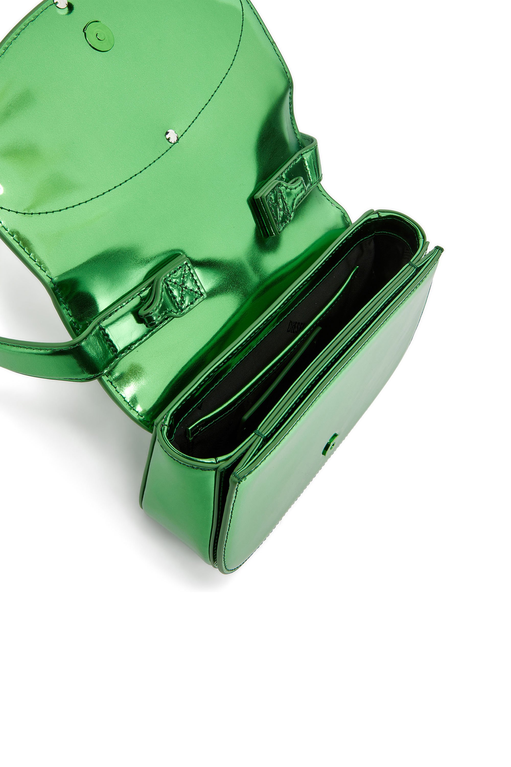 Diesel - 1DR, Woman 1DR-Iconic shoulder bag in mirrored leather in Green - Image 4