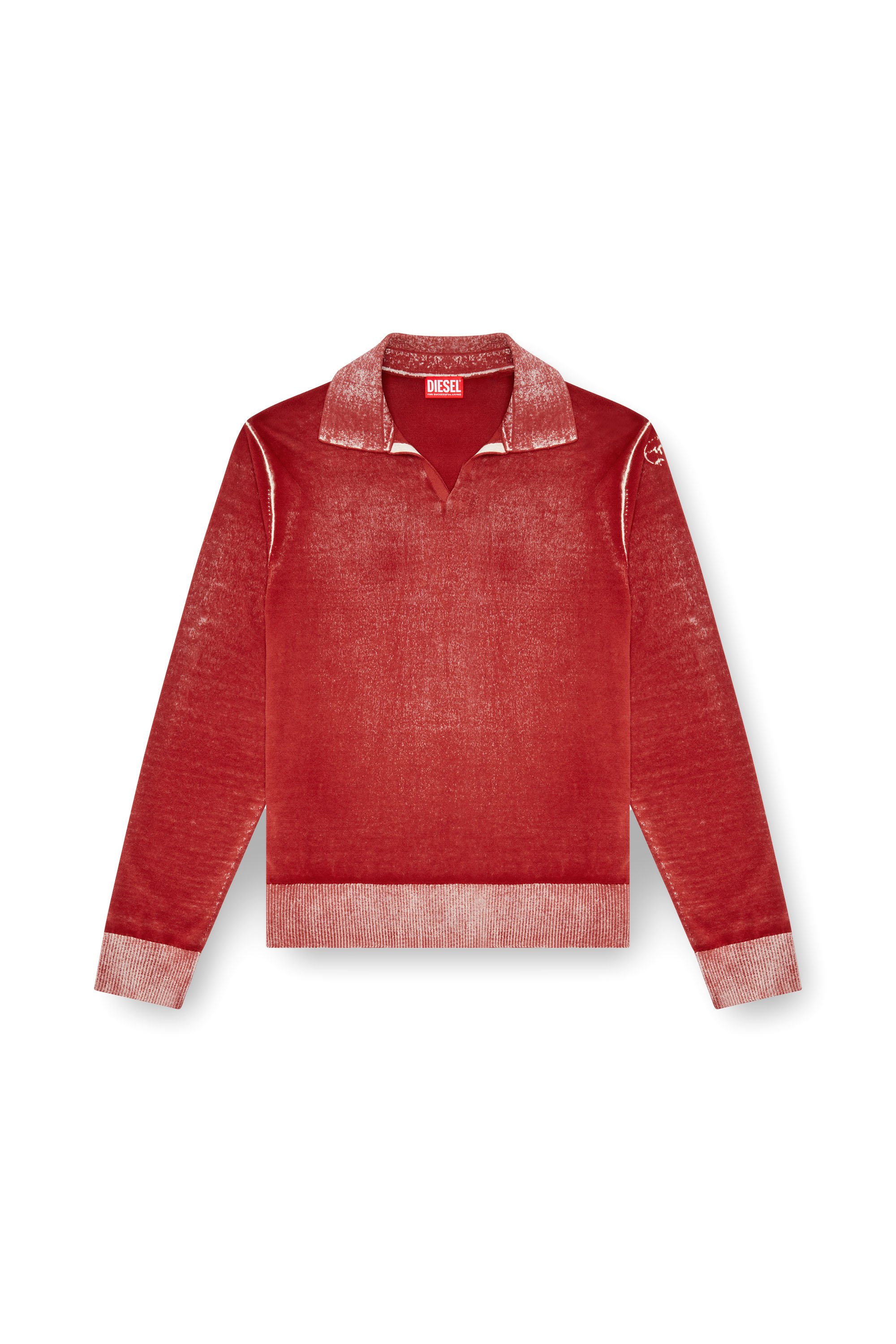 Diesel - K-LORENZO, Man Reverse-print polo jumper in Red - Image 3