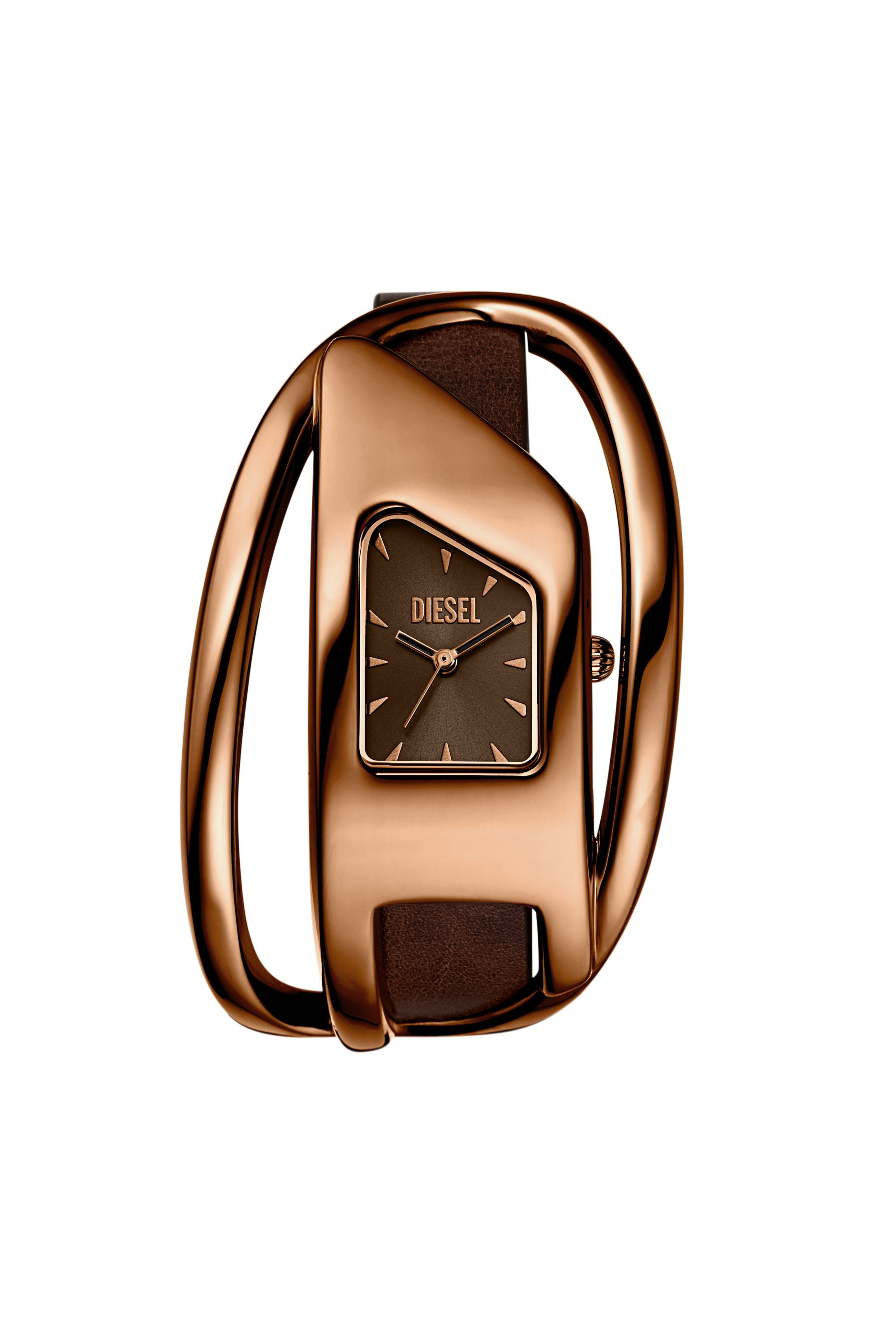 Diesel - DZ5630 WATCH, Woman's Wrap-D brown leather watch in Bronze - 1