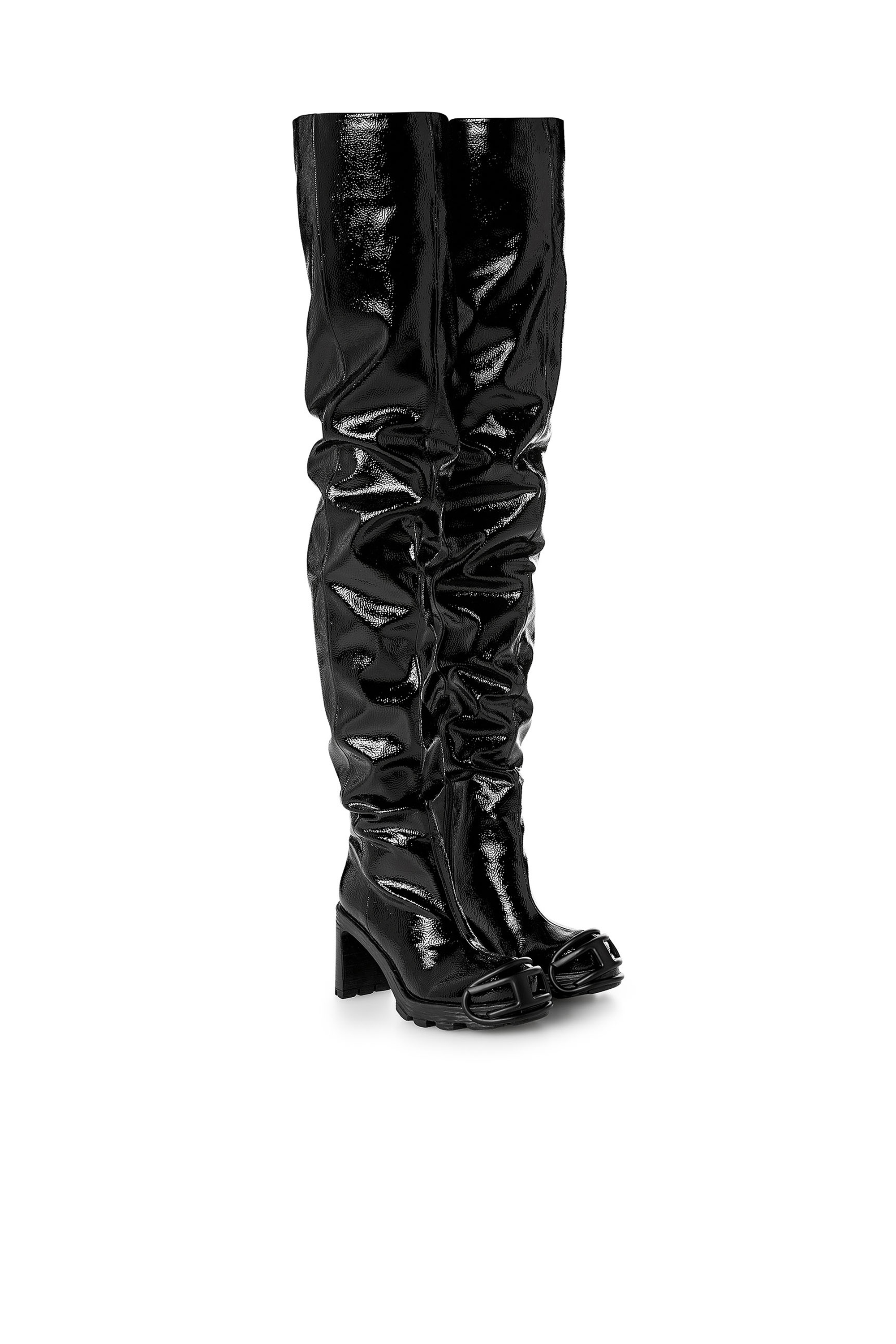 Diesel - D-HAMMER TBT D W, Woman's D-Hammer-Glossy over-the-knee boots in Black - 2