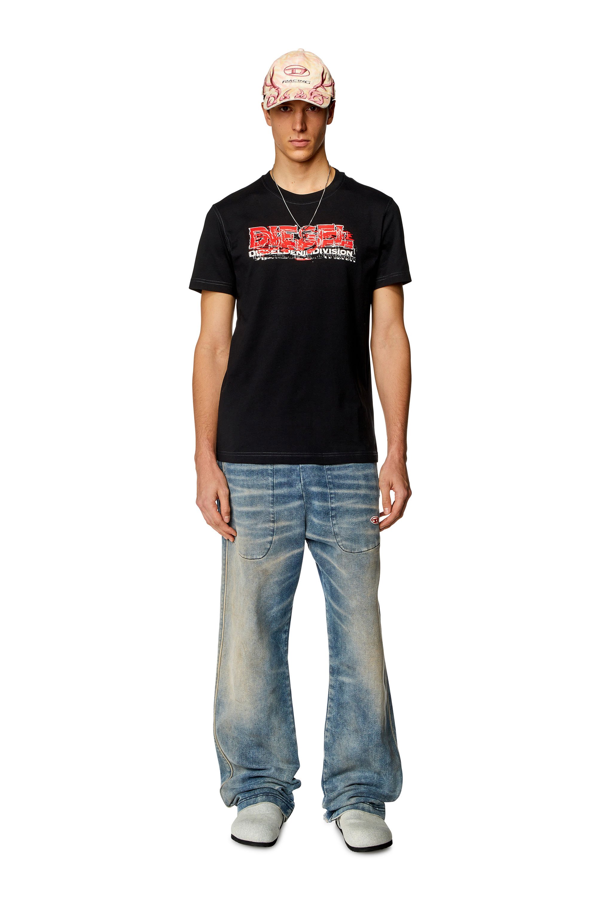 Diesel - T-DIEGOR-K70, Man's T-shirt with glitchy logo in Black - 3